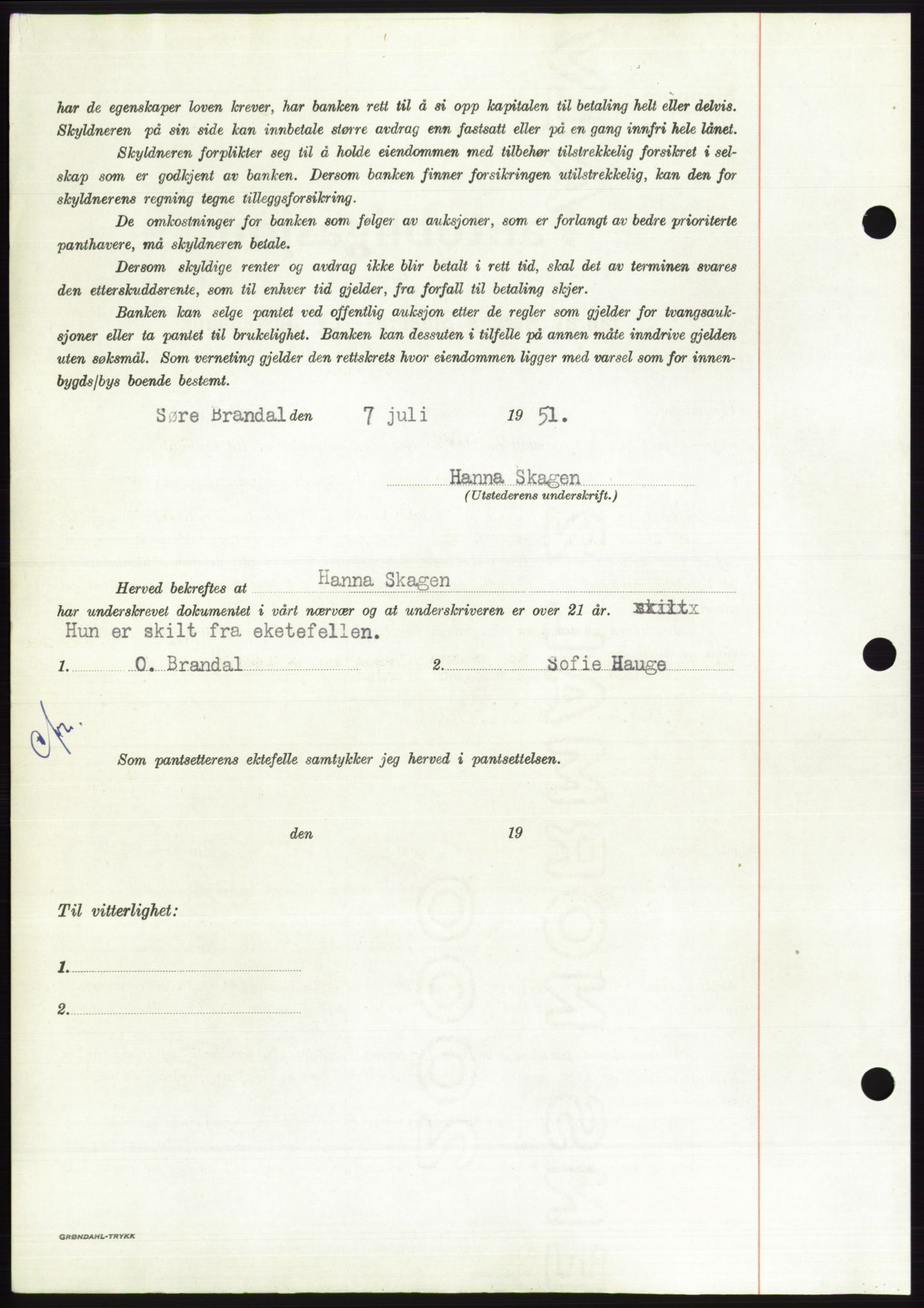 Søre Sunnmøre sorenskriveri, AV/SAT-A-4122/1/2/2C/L0120: Pantebok nr. 8B, 1951-1951, Dagboknr: 1315/1951