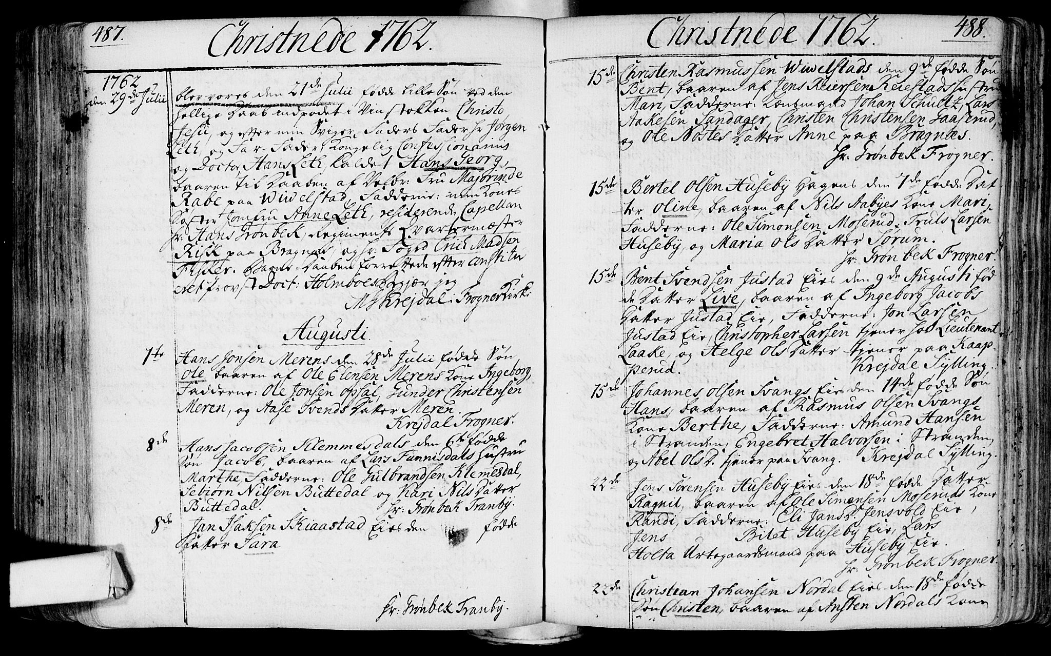 Lier kirkebøker, AV/SAKO-A-230/F/Fa/L0004: Ministerialbok nr. I 4, 1749-1764, s. 487-488