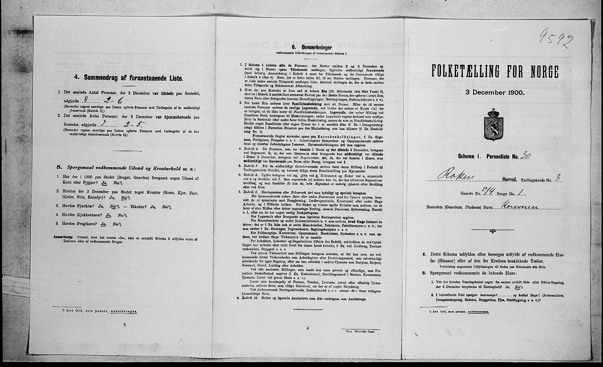 RA, Folketelling 1900 for 0627 Røyken herred, 1900, s. 410