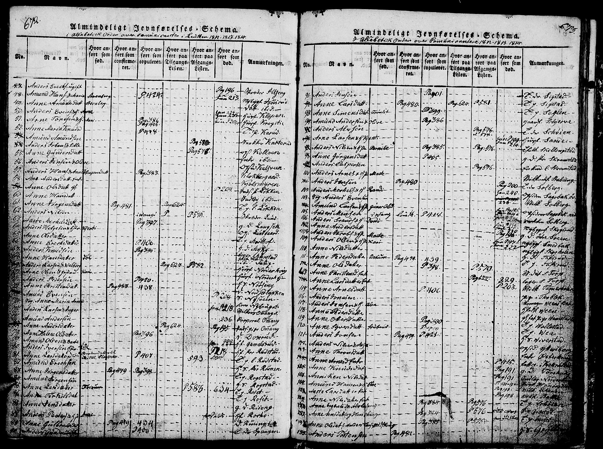 Løten prestekontor, AV/SAH-PREST-022/L/La/L0001: Klokkerbok nr. 1, 1812-1832, s. 672-673