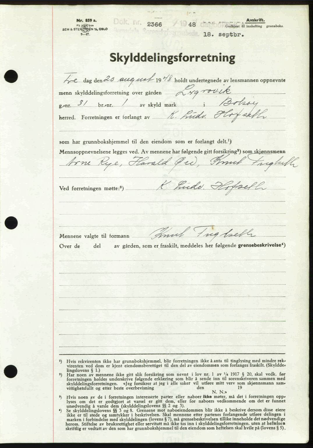 Romsdal sorenskriveri, SAT/A-4149/1/2/2C: Pantebok nr. A27, 1948-1948, Dagboknr: 2366/1948