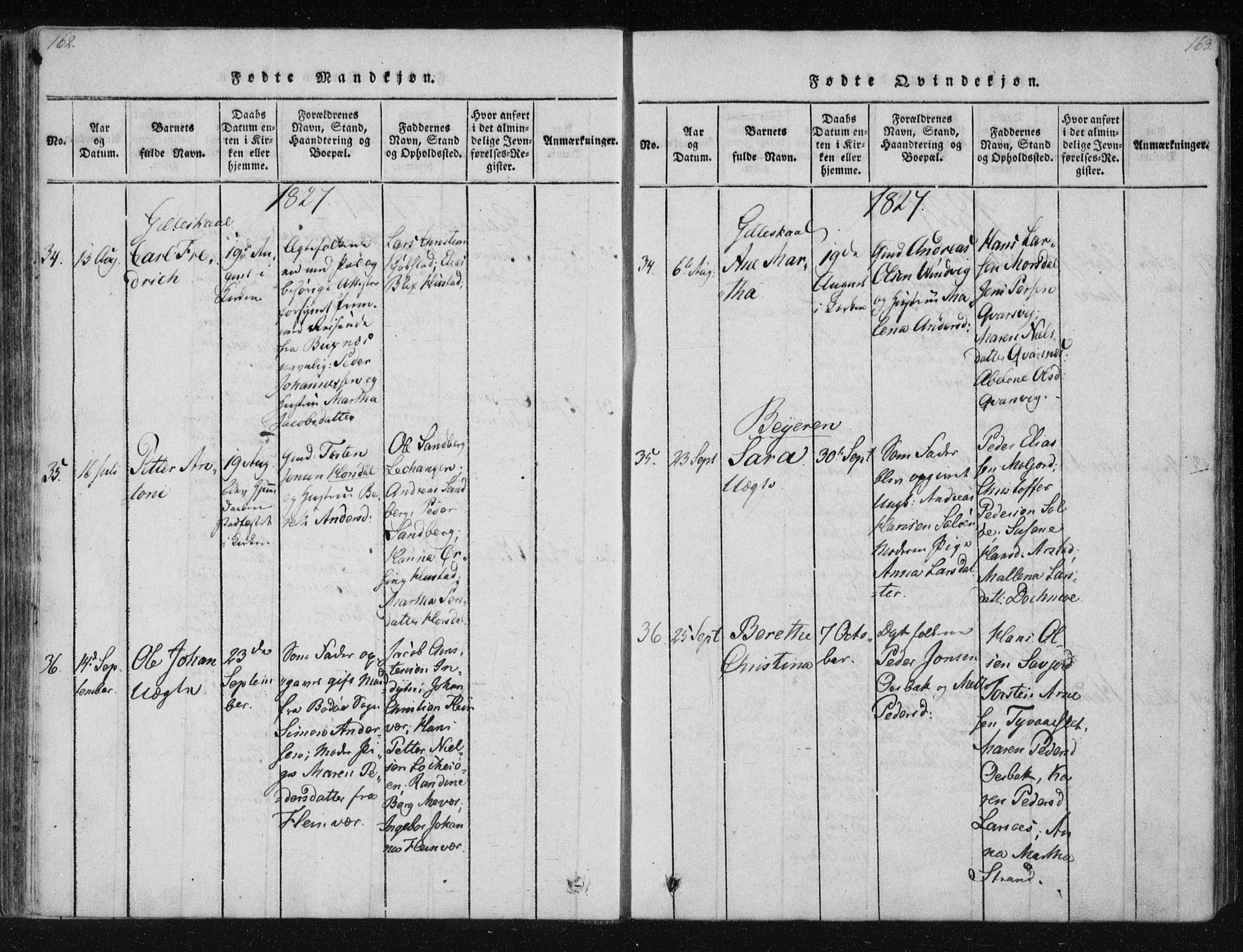 Ministerialprotokoller, klokkerbøker og fødselsregistre - Nordland, AV/SAT-A-1459/805/L0096: Ministerialbok nr. 805A03, 1820-1837, s. 162-163