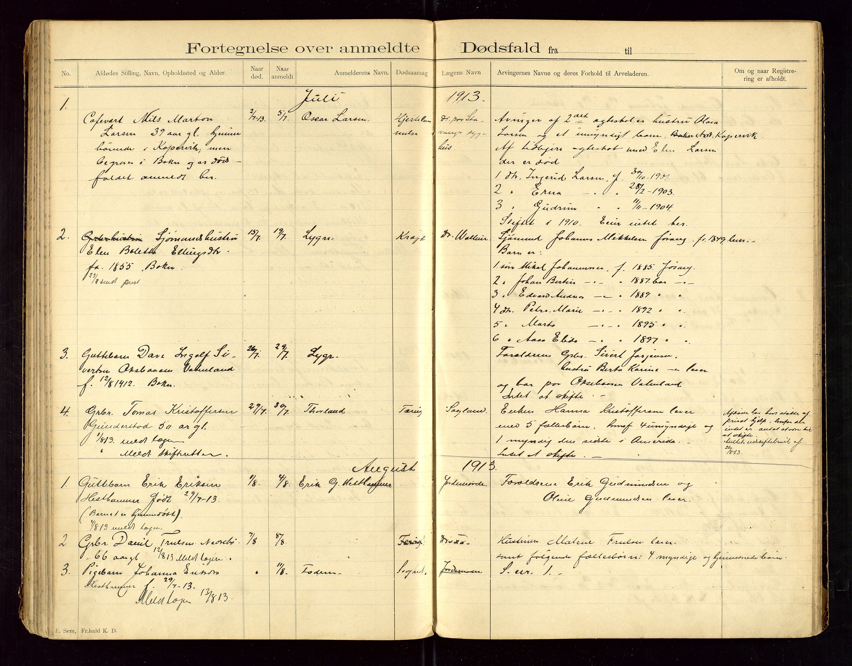 Tysvær lensmannskontor, AV/SAST-A-100192/Gga/L0002: "Dødsfalds-Protokol for Lensmanden i Tysvær Lensmandsdistrikt", 1897-1916