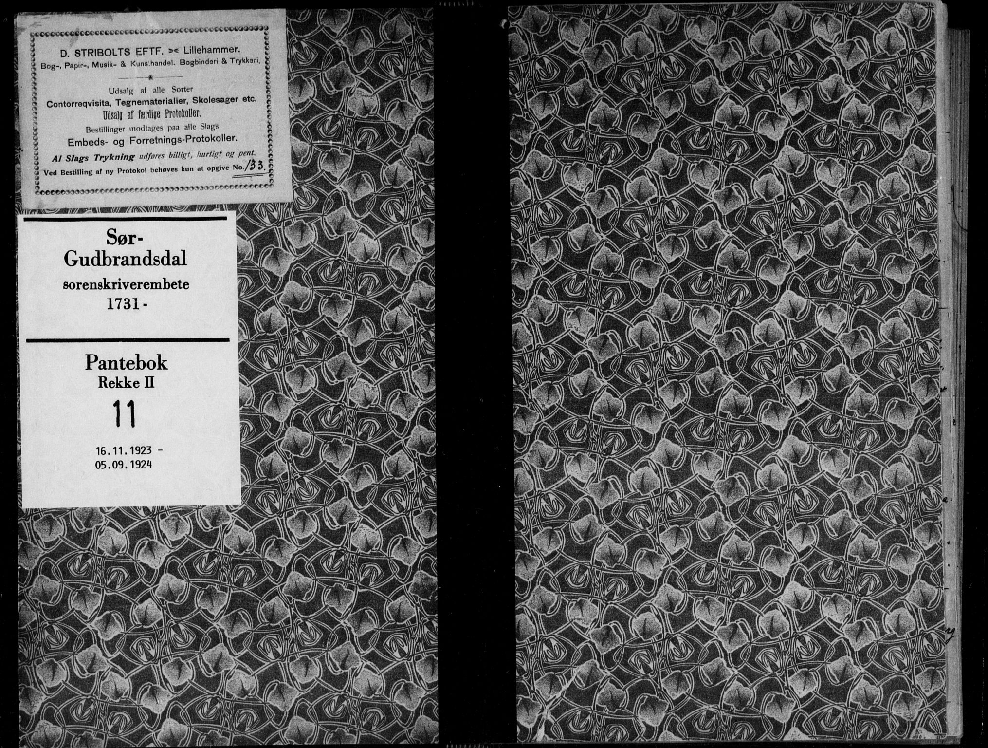 Sør-Gudbrandsdal tingrett, SAH/TING-004/H/Hb/Hbb/L0011: Pantebok nr. II 11, 1923-1924
