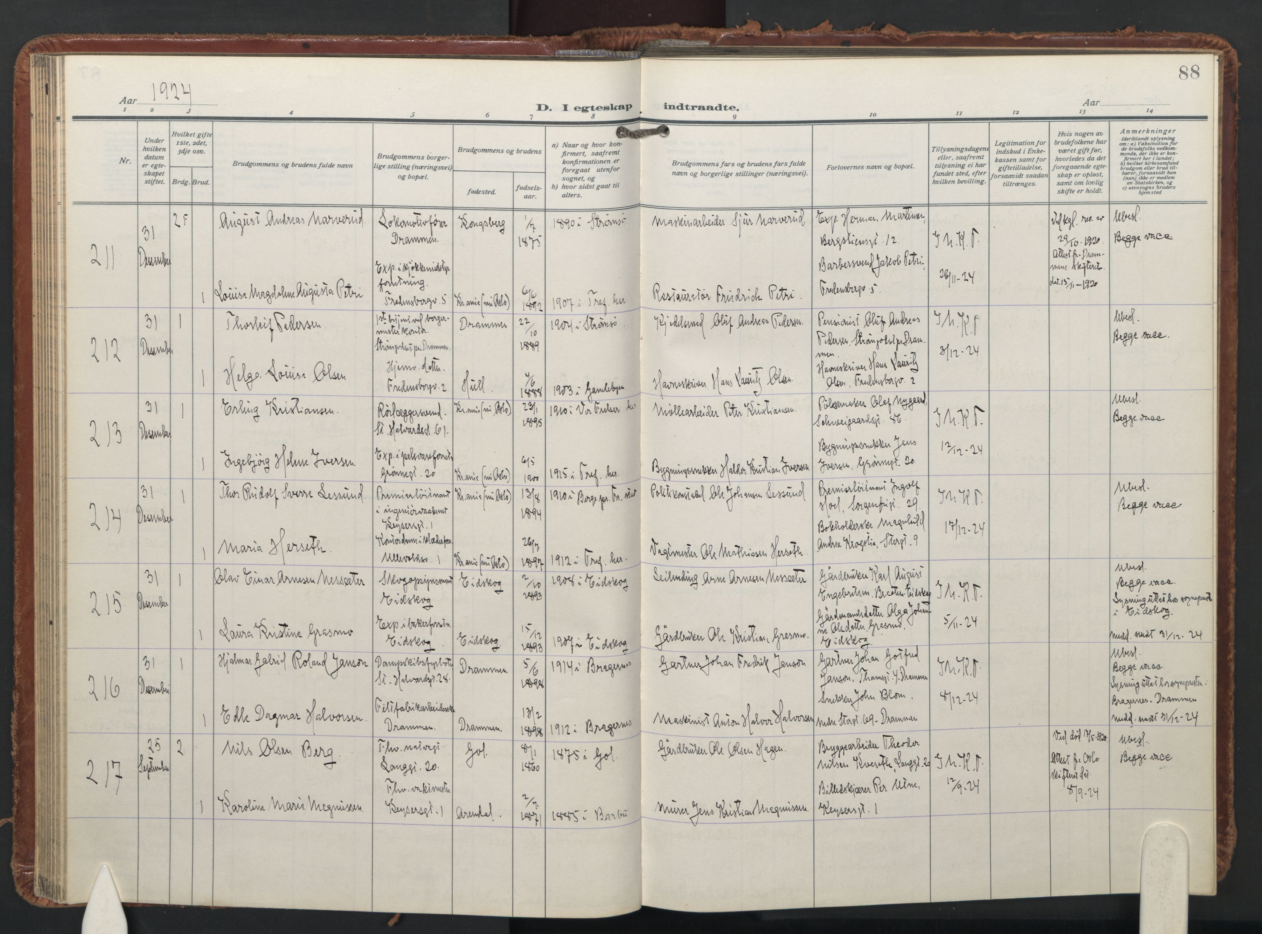 Trefoldighet prestekontor Kirkebøker, AV/SAO-A-10882/F/Fc/L0009: Ministerialbok nr. III 9, 1922-1936, s. 88