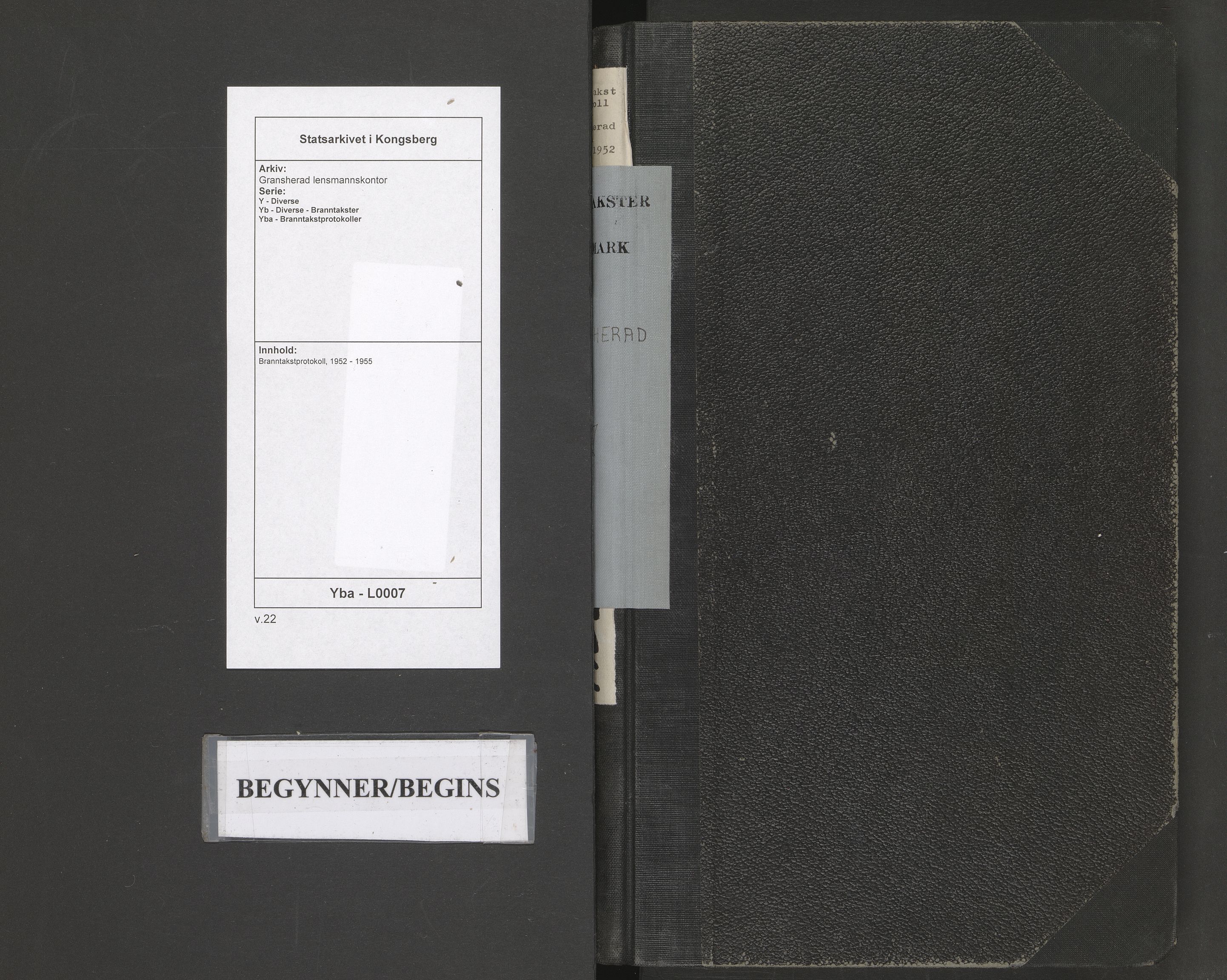 Gransherad lensmannskontor, AV/SAKO-A-557/Y/Yb/Yba/L0007: Branntakstprotokoll, 1952-1955