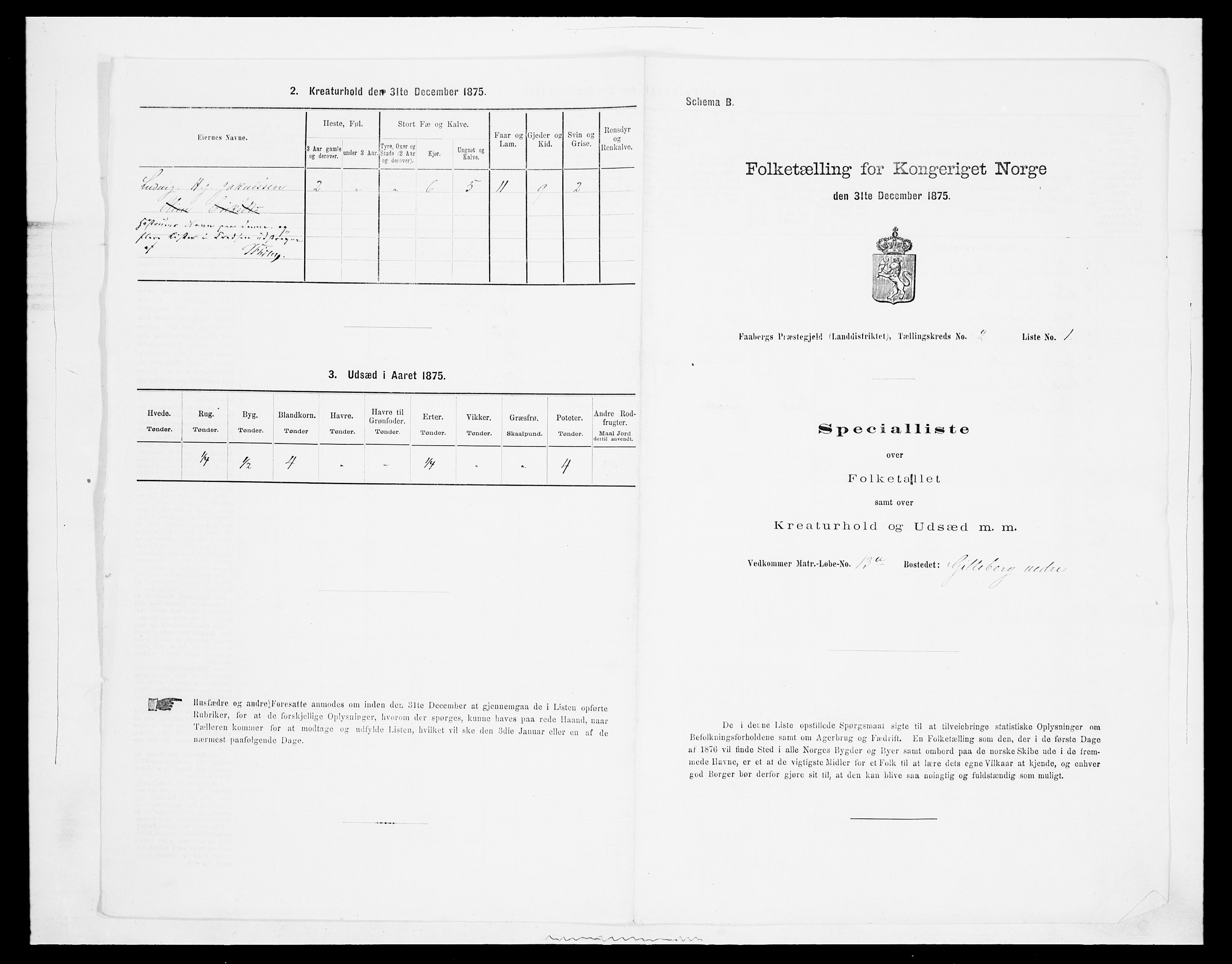 SAH, Folketelling 1875 for 0524L Fåberg prestegjeld, Fåberg sokn og Lillehammer landsokn, 1875, s. 278