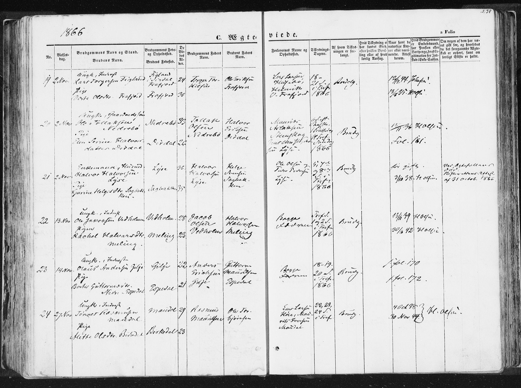 Høgsfjord sokneprestkontor, SAST/A-101624/H/Ha/Haa/L0001: Ministerialbok nr. A 1, 1854-1875, s. 238