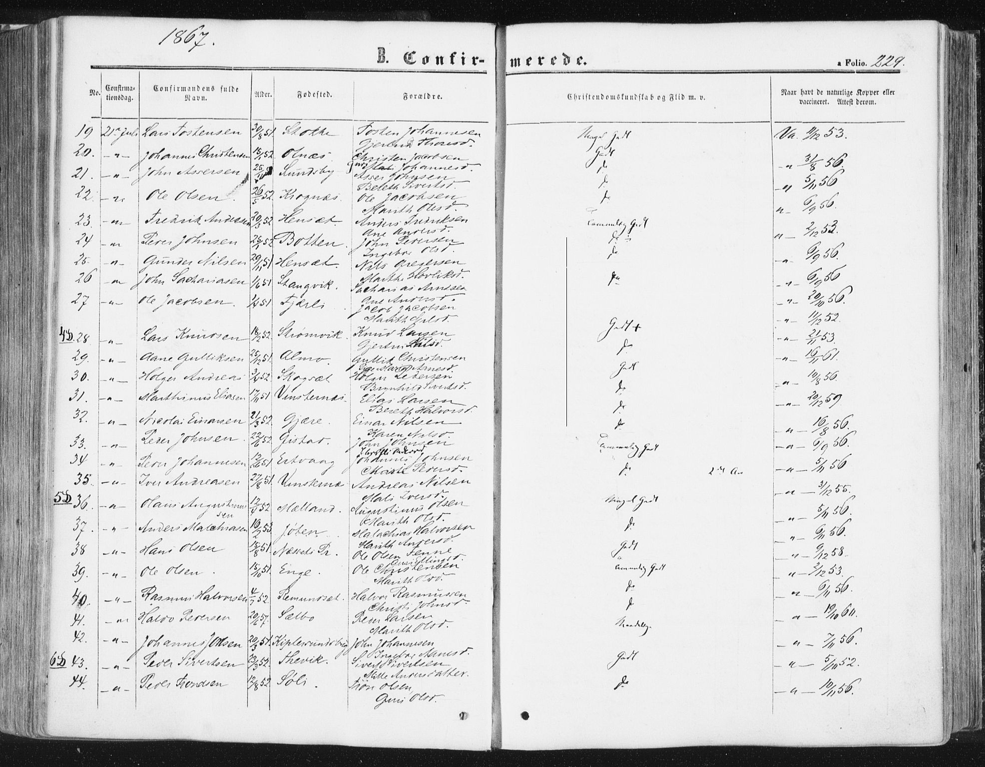 Ministerialprotokoller, klokkerbøker og fødselsregistre - Møre og Romsdal, AV/SAT-A-1454/578/L0905: Ministerialbok nr. 578A04, 1859-1877, s. 229