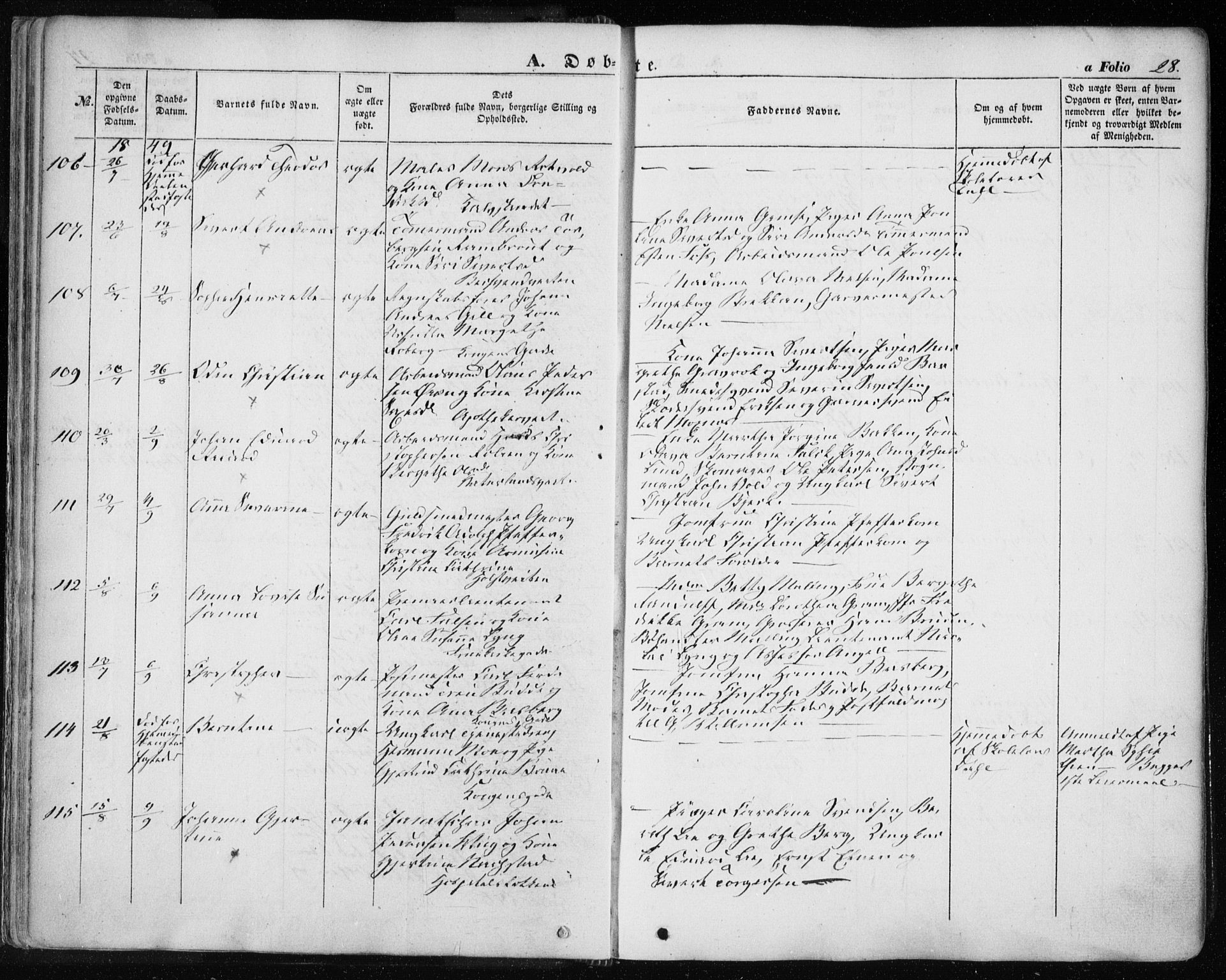 Ministerialprotokoller, klokkerbøker og fødselsregistre - Sør-Trøndelag, SAT/A-1456/601/L0051: Ministerialbok nr. 601A19, 1848-1857, s. 28
