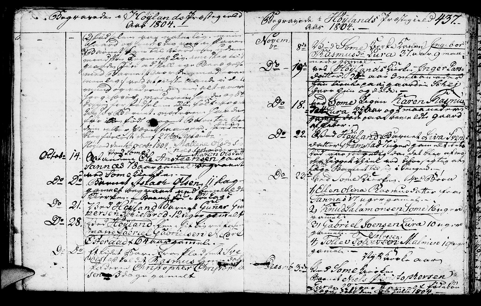 Høyland sokneprestkontor, AV/SAST-A-101799/001/30BA/L0005: Ministerialbok nr. A 5, 1804-1815, s. 437