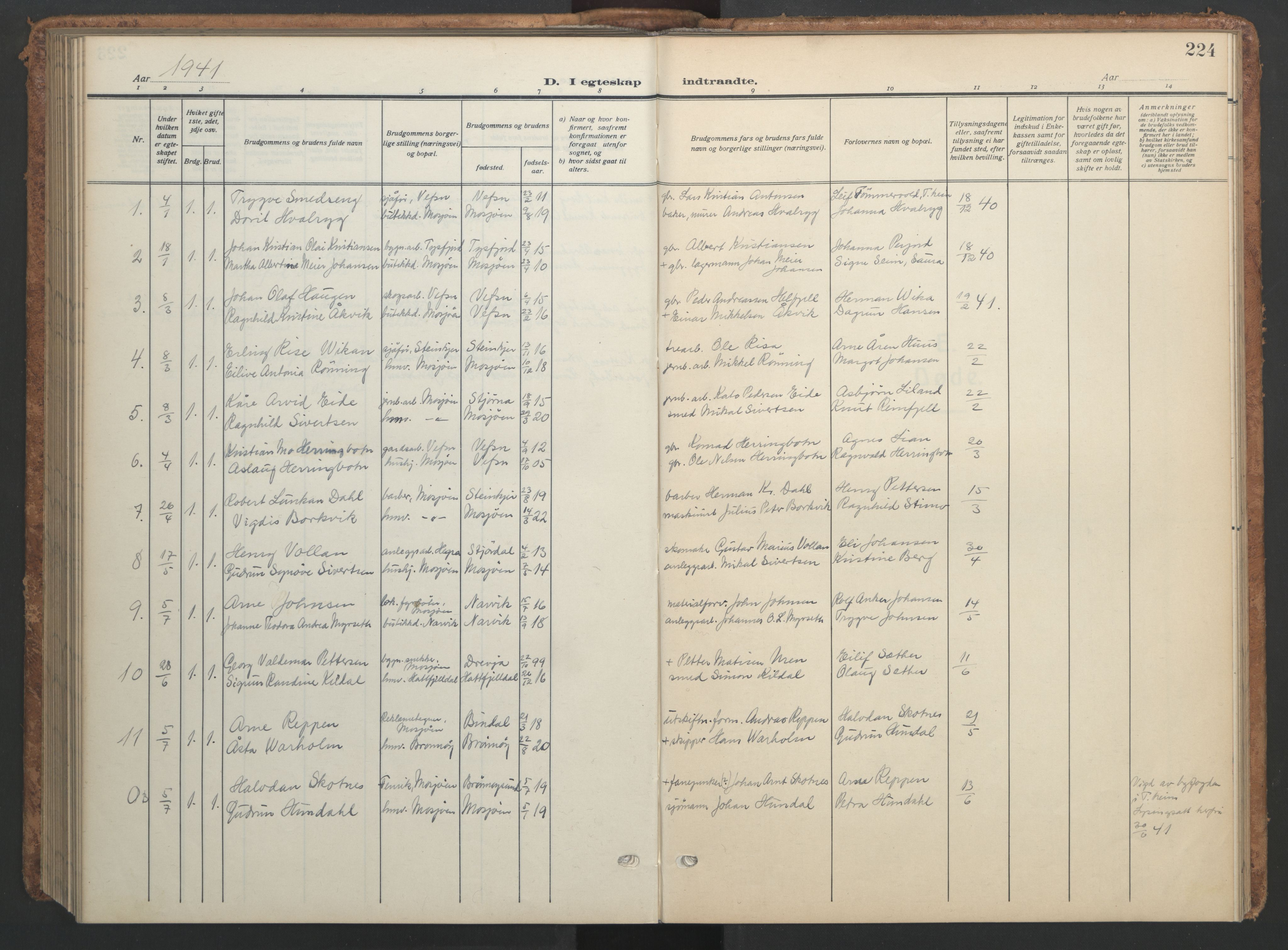 Ministerialprotokoller, klokkerbøker og fødselsregistre - Nordland, SAT/A-1459/820/L0303: Klokkerbok nr. 820C05, 1917-1952, s. 224