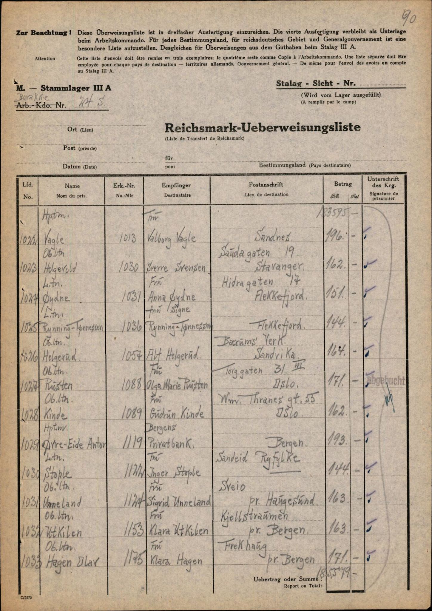 Forsvaret, Forsvarets krigshistoriske avdeling, AV/RA-RAFA-2017/Y/Yf/L0202: II-C-11-2103-2104  -  Norske offiserer i krigsfangenskap, 1940-1945, s. 245