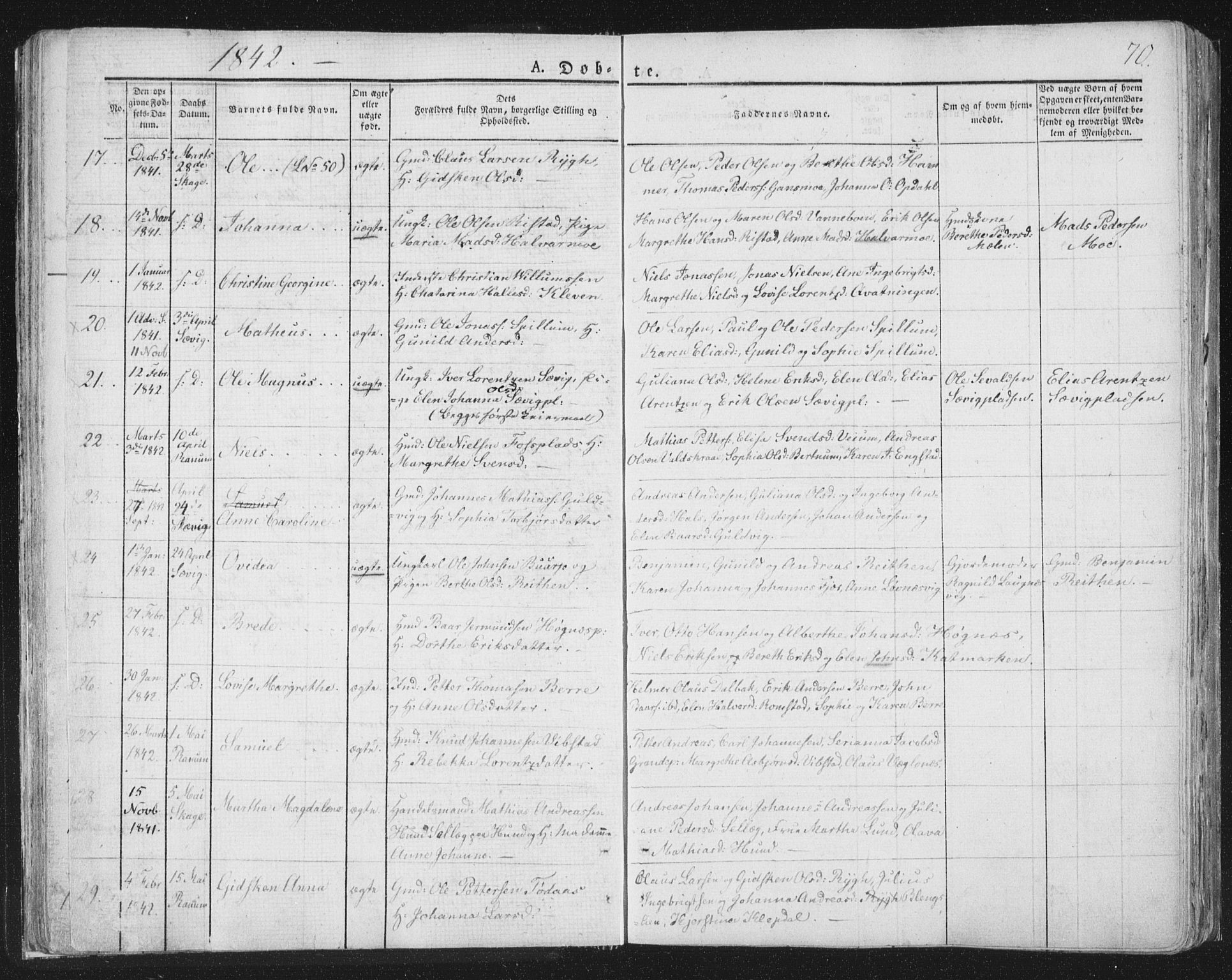Ministerialprotokoller, klokkerbøker og fødselsregistre - Nord-Trøndelag, SAT/A-1458/764/L0551: Ministerialbok nr. 764A07a, 1824-1864, s. 70