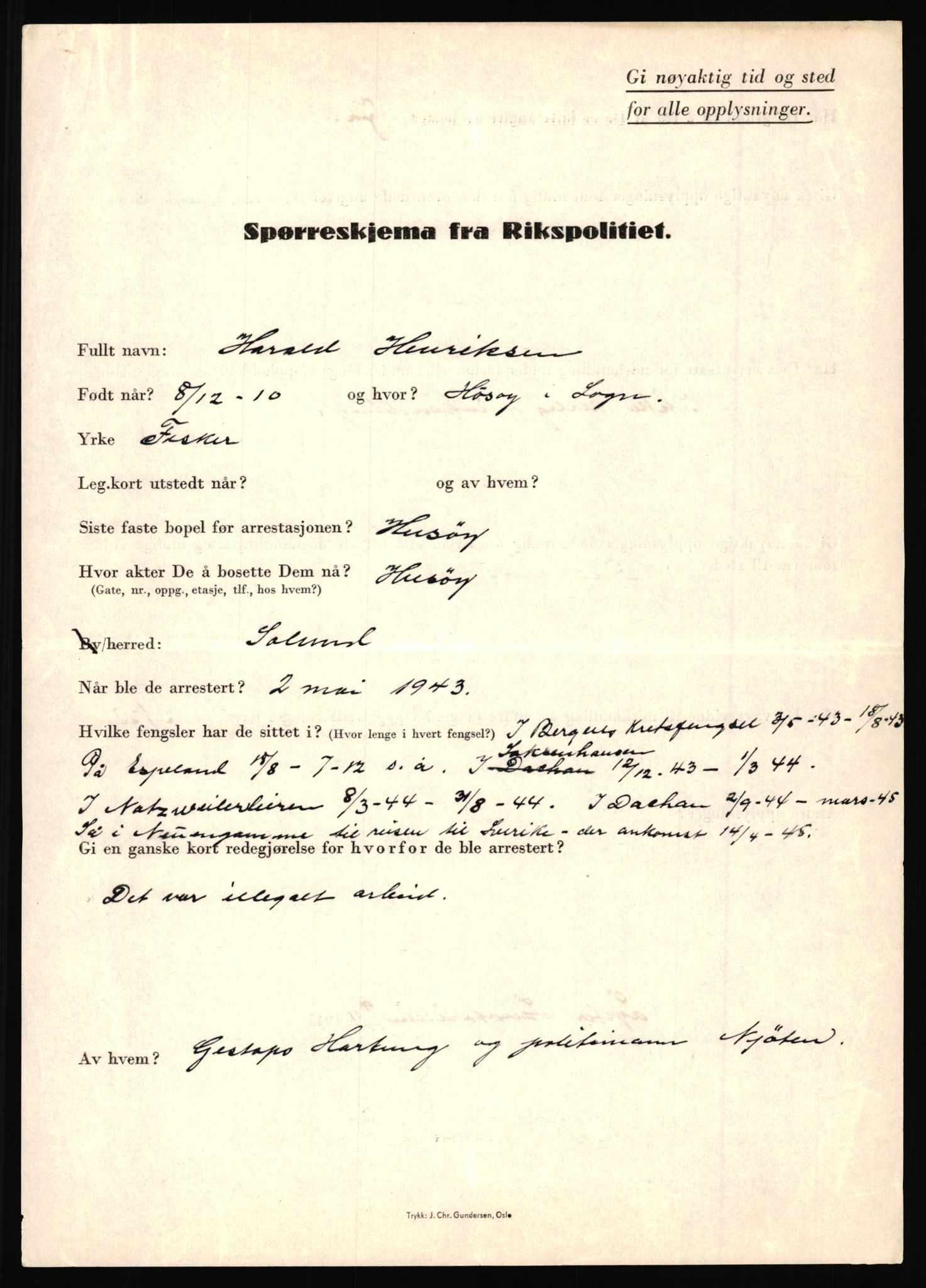 Rikspolitisjefen, AV/RA-S-1560/L/L0007: Heen, Erik C. - Iversen, Trygve, 1940-1945, s. 55