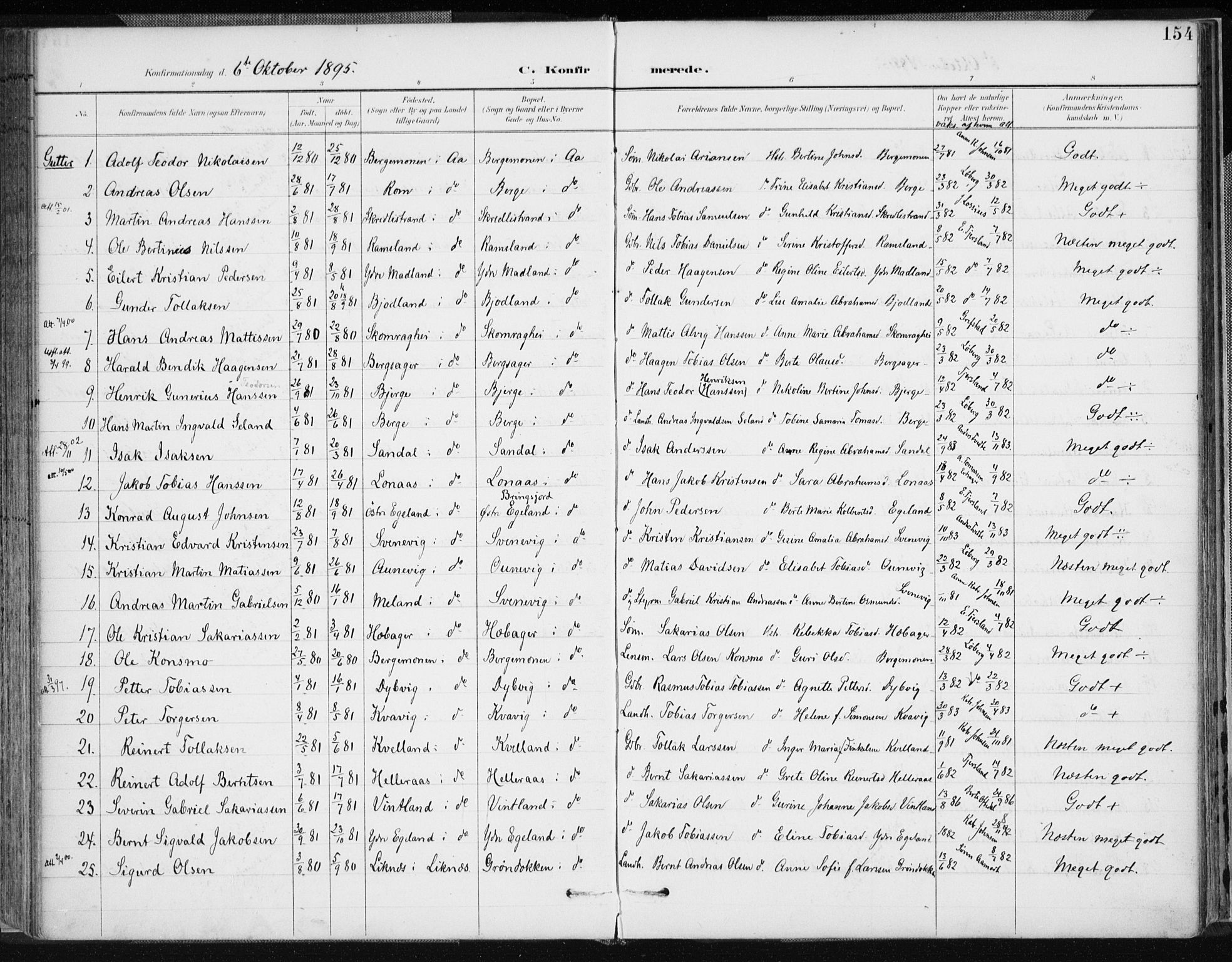 Lyngdal sokneprestkontor, AV/SAK-1111-0029/F/Fa/Fac/L0012: Ministerialbok nr. A 12, 1894-1918, s. 154