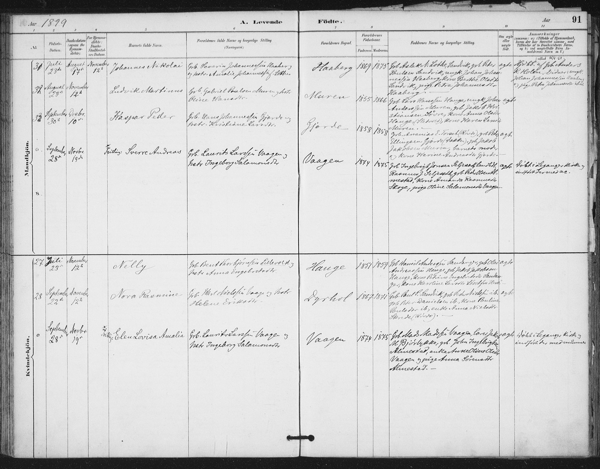 Ministerialprotokoller, klokkerbøker og fødselsregistre - Møre og Romsdal, SAT/A-1454/503/L0037: Ministerialbok nr. 503A05, 1884-1900, s. 91