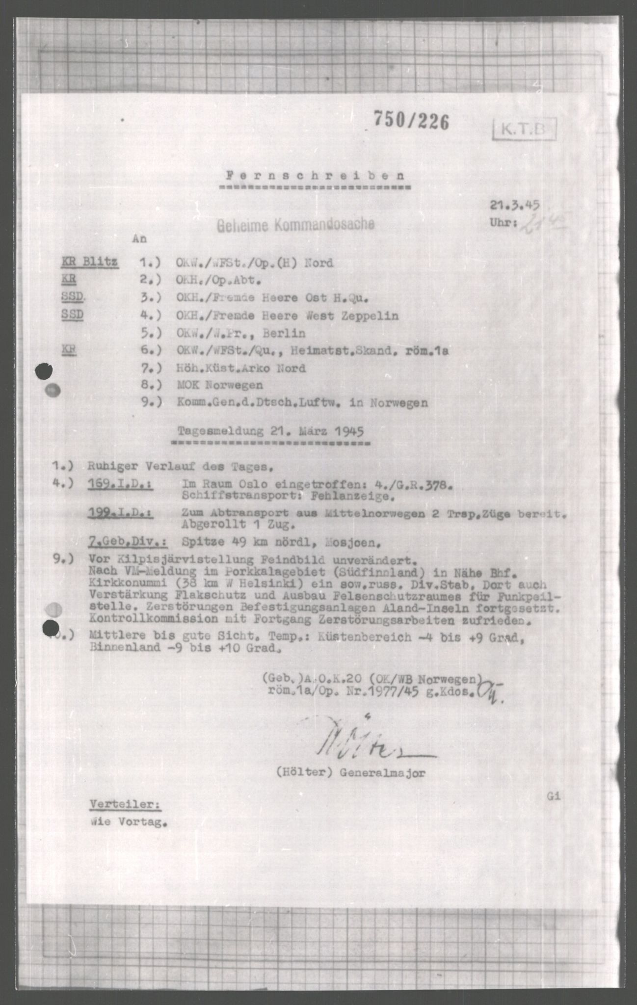 Forsvarets Overkommando. 2 kontor. Arkiv 11.4. Spredte tyske arkivsaker, AV/RA-RAFA-7031/D/Dar/Dara/L0004: Krigsdagbøker for 20. Gebirgs-Armee-Oberkommando (AOK 20), 1945, s. 104