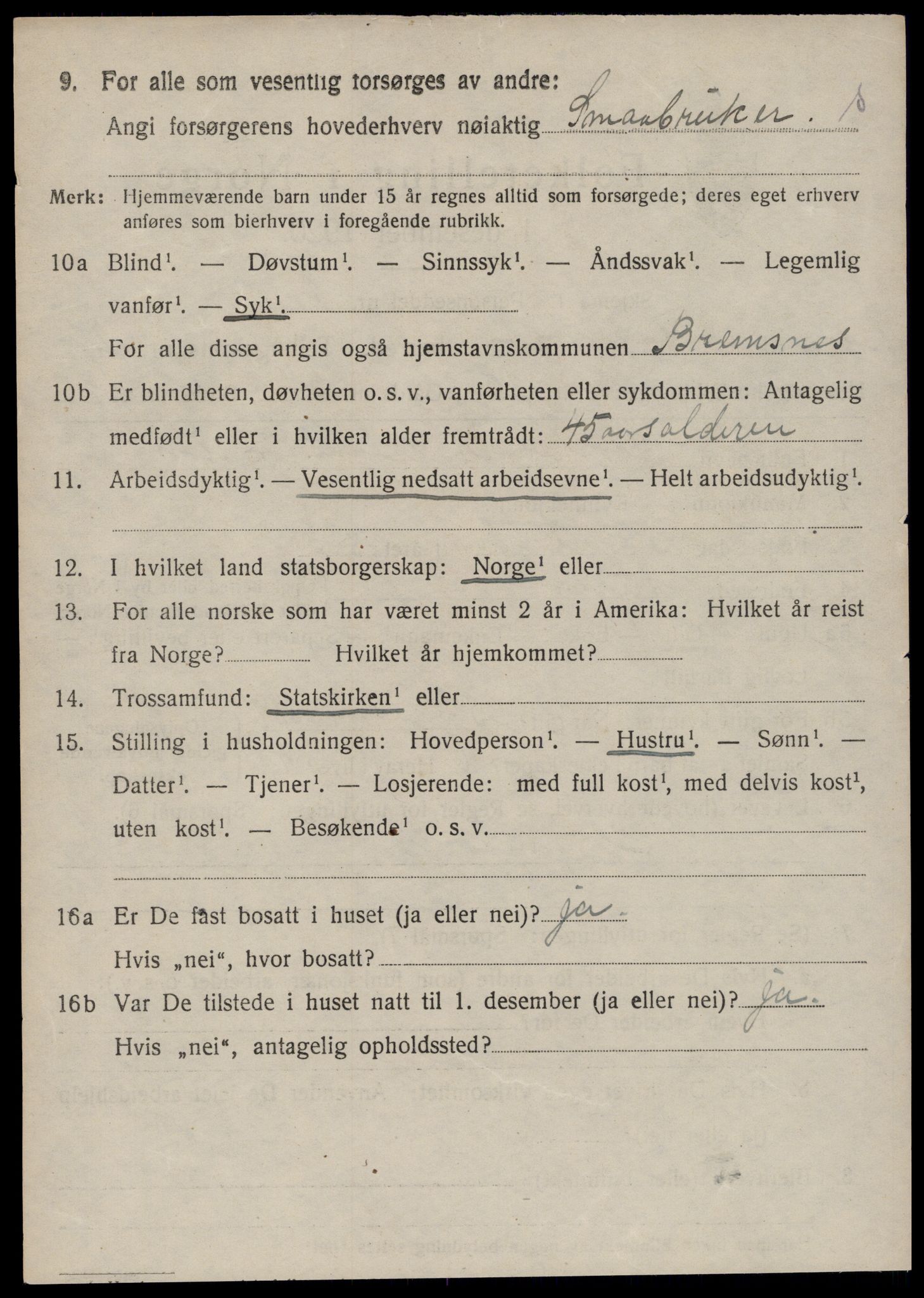 SAT, Folketelling 1920 for 1554 Bremsnes herred, 1920, s. 3394