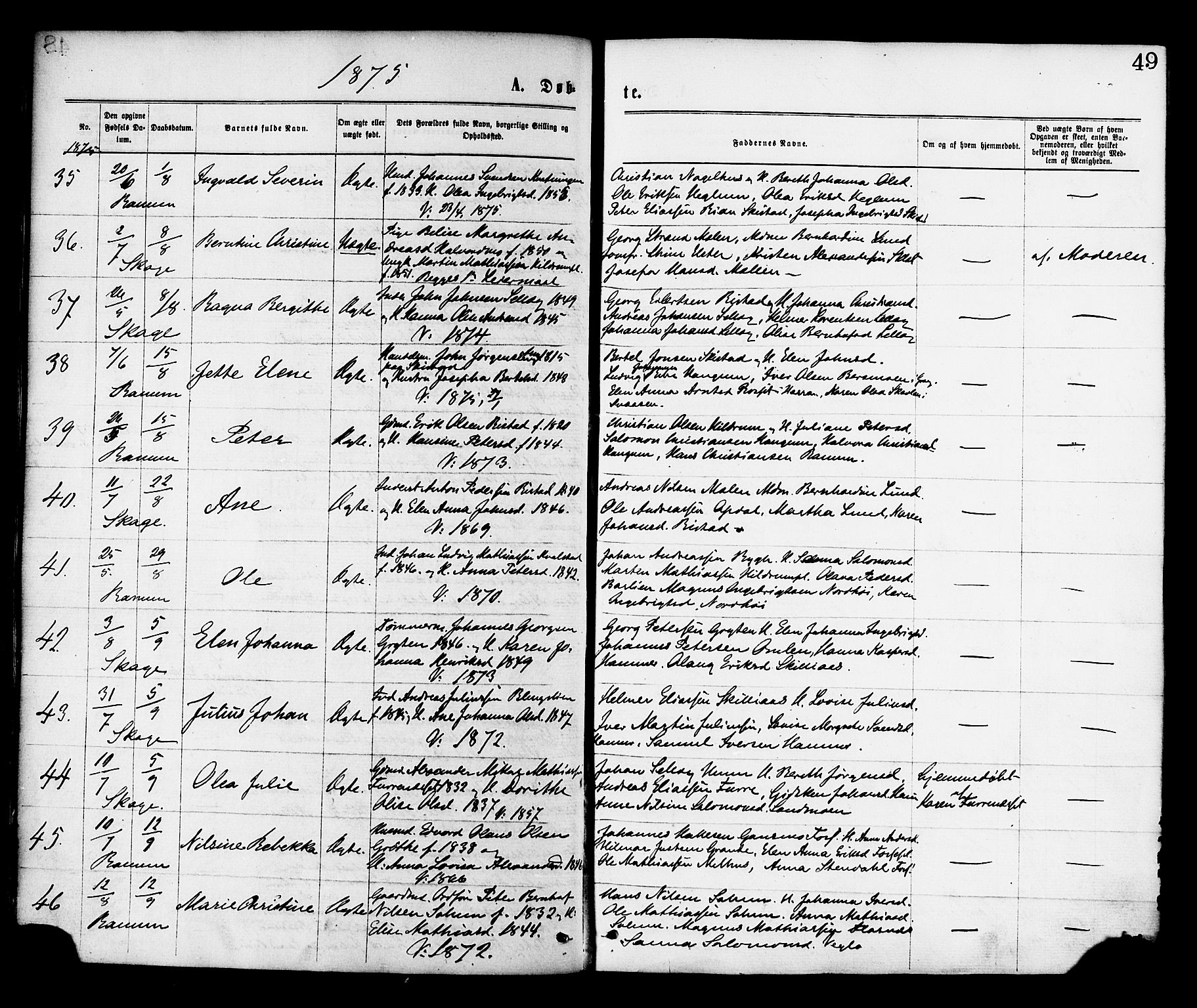 Ministerialprotokoller, klokkerbøker og fødselsregistre - Nord-Trøndelag, SAT/A-1458/764/L0554: Ministerialbok nr. 764A09, 1867-1880, s. 49