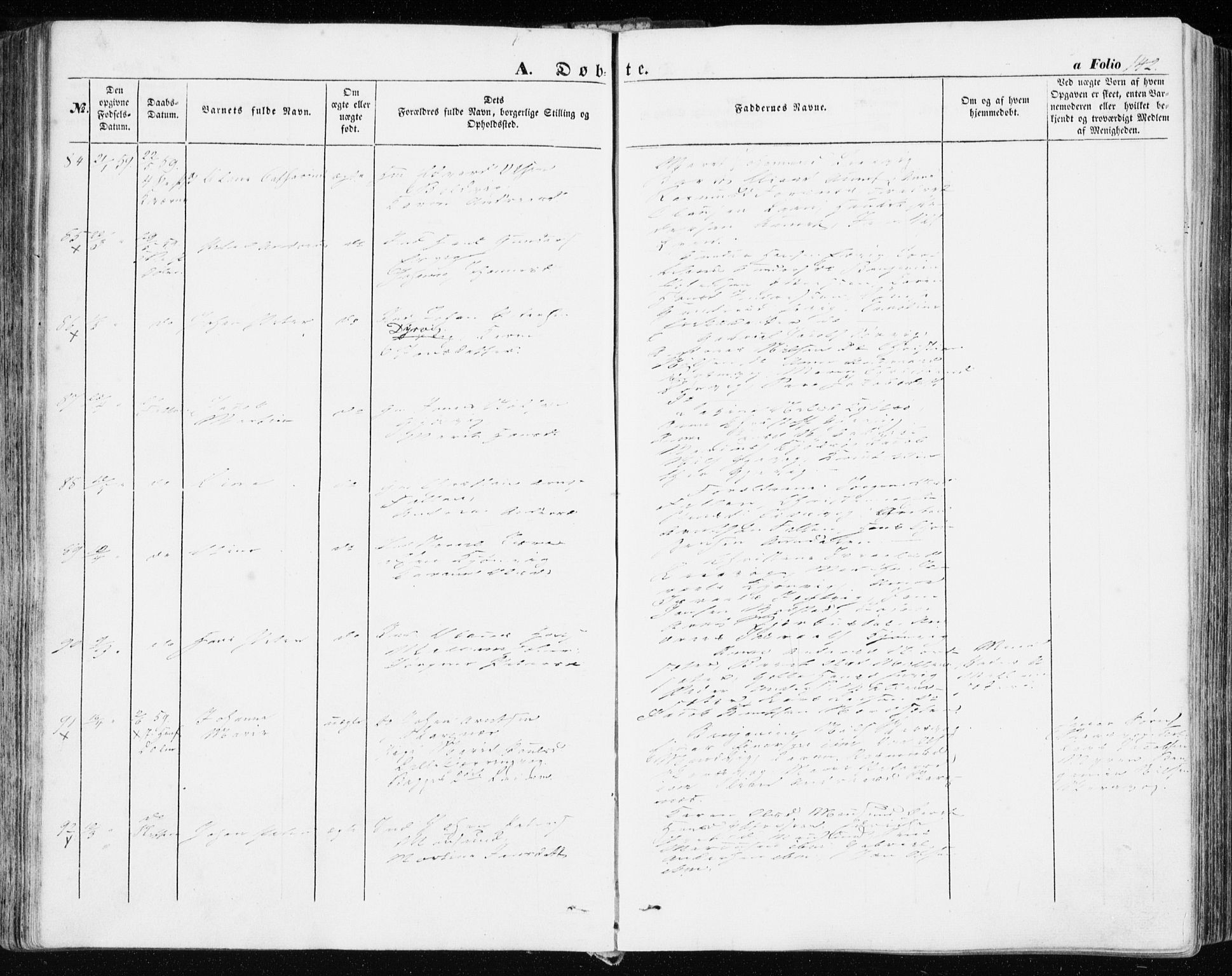 Ministerialprotokoller, klokkerbøker og fødselsregistre - Sør-Trøndelag, SAT/A-1456/634/L0530: Ministerialbok nr. 634A06, 1852-1860, s. 142