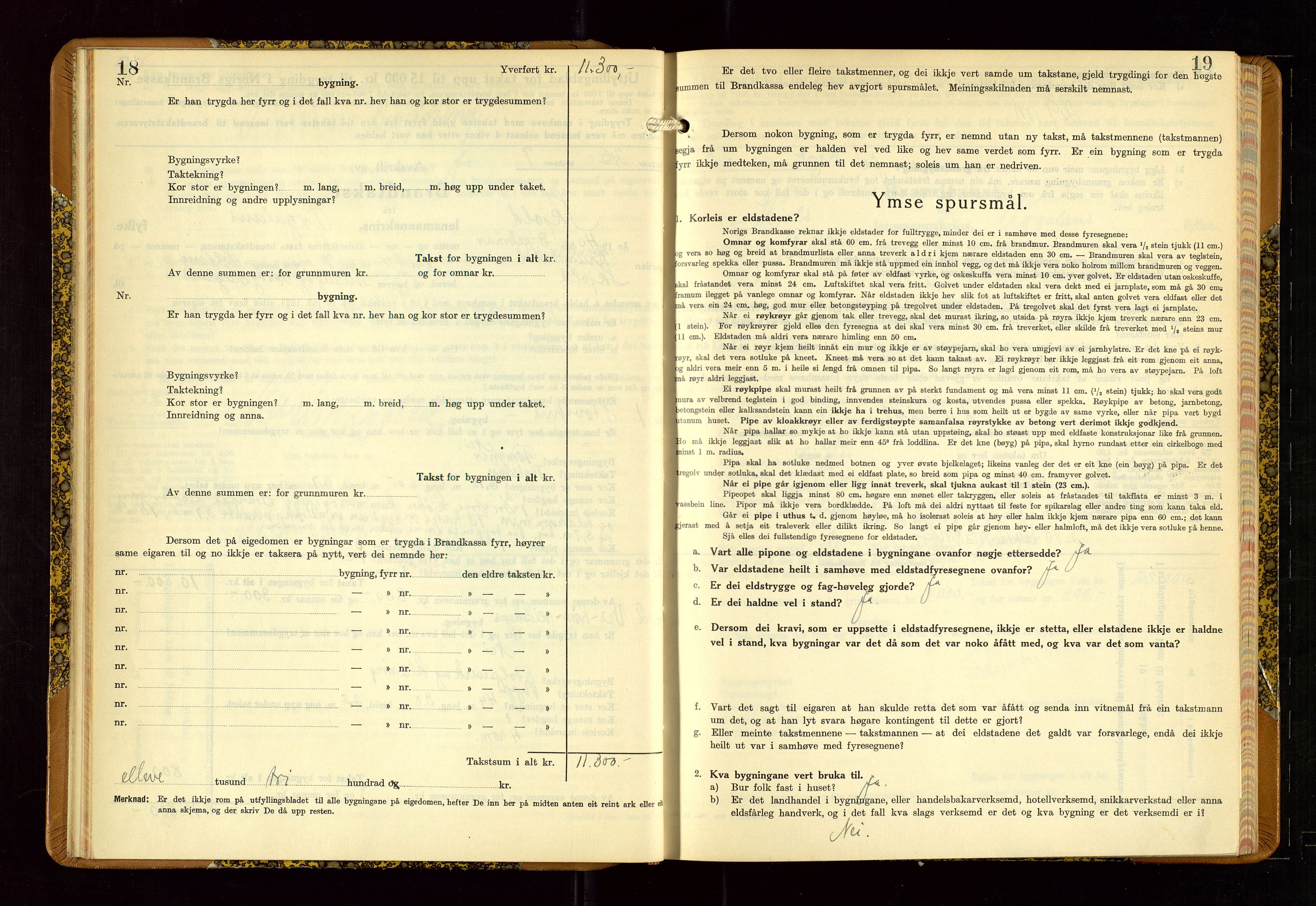 Skjold lensmannskontor, AV/SAST-A-100182/Gob/L0002: "Branntakstbok for Skjold lensmannskrins Rogaland fylke", 1939-1952, s. 18-19