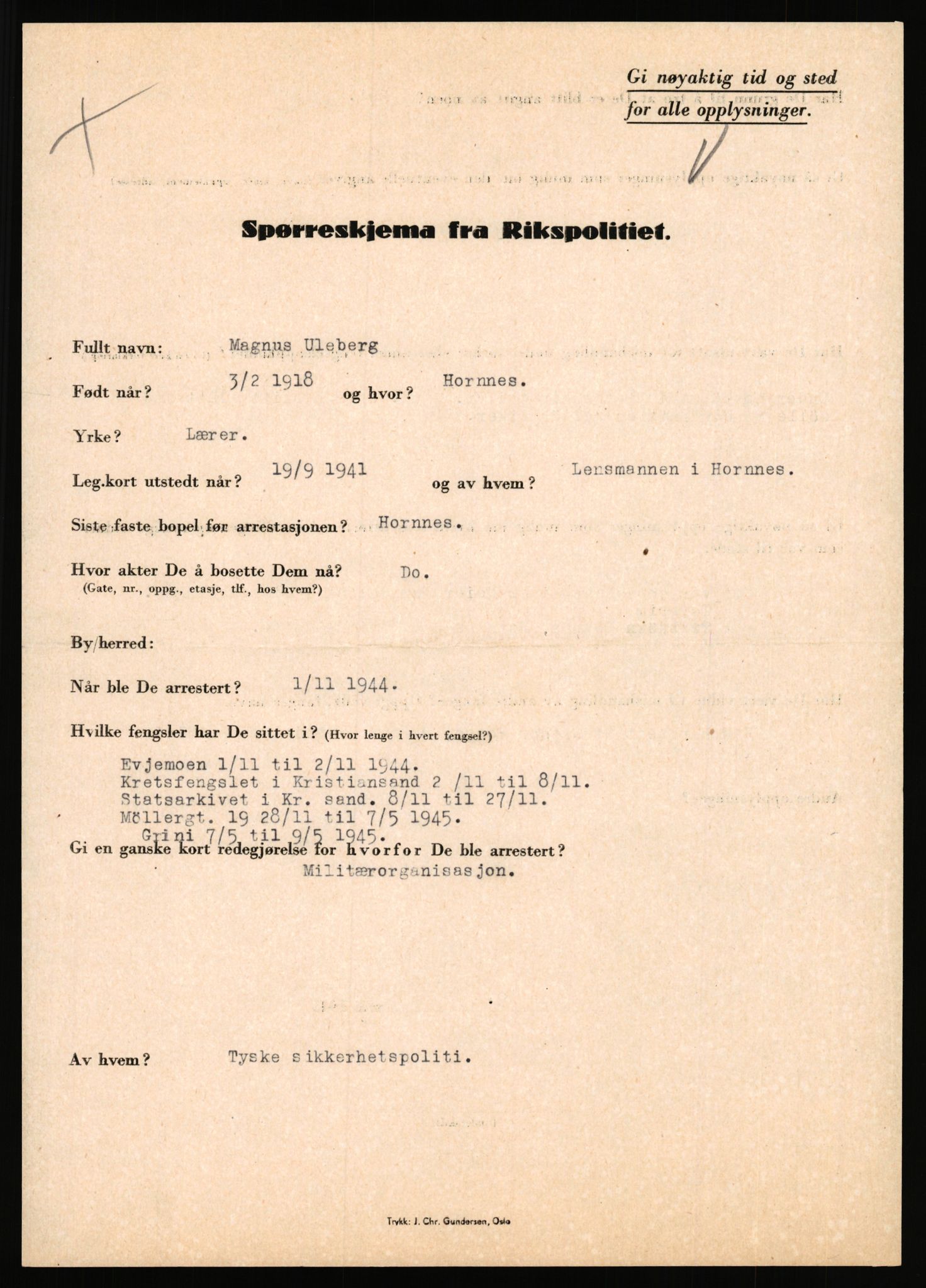 Rikspolitisjefen, AV/RA-S-1560/L/L0017: Tidemann, Hermann G. - Veum, Tjostolv, 1940-1945, s. 710