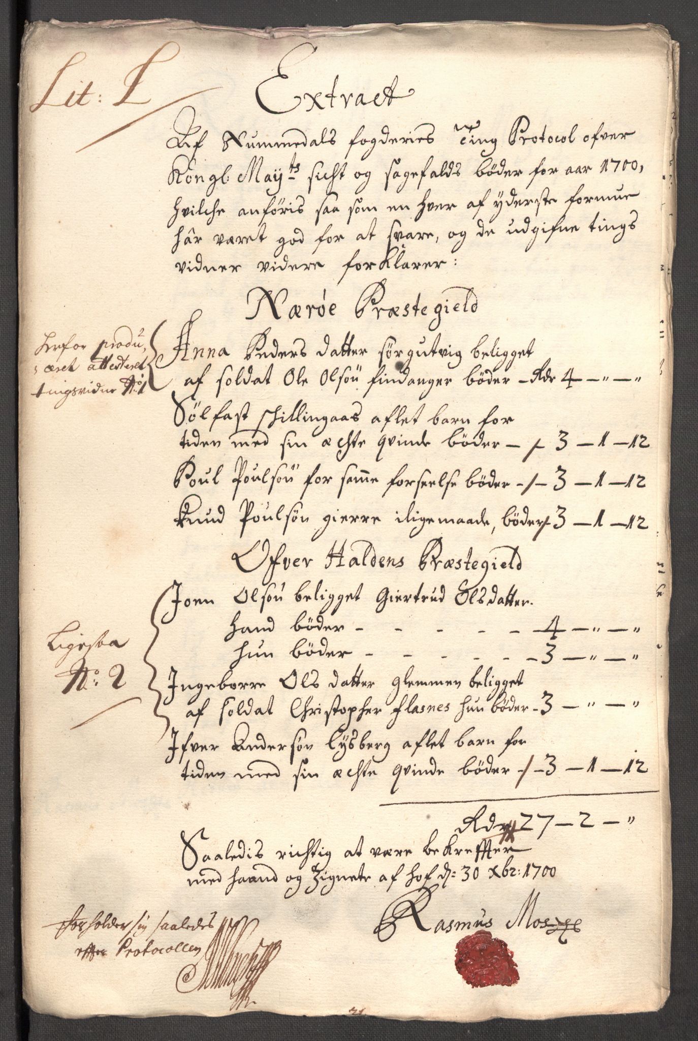 Rentekammeret inntil 1814, Reviderte regnskaper, Fogderegnskap, RA/EA-4092/R64/L4426: Fogderegnskap Namdal, 1699-1700, s. 279