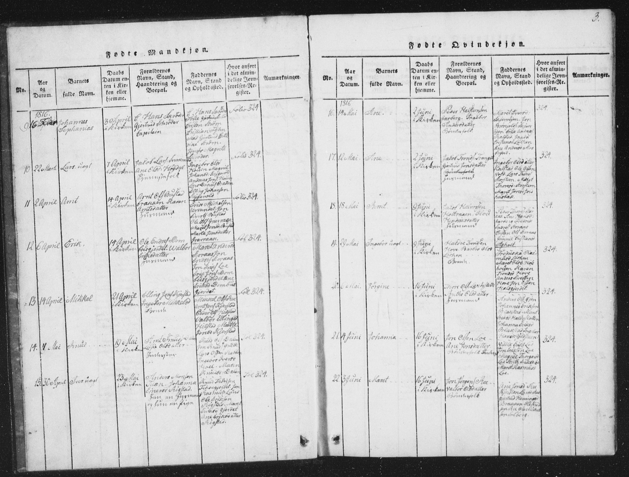 Ministerialprotokoller, klokkerbøker og fødselsregistre - Sør-Trøndelag, SAT/A-1456/672/L0862: Klokkerbok nr. 672C01, 1816-1831, s. 3