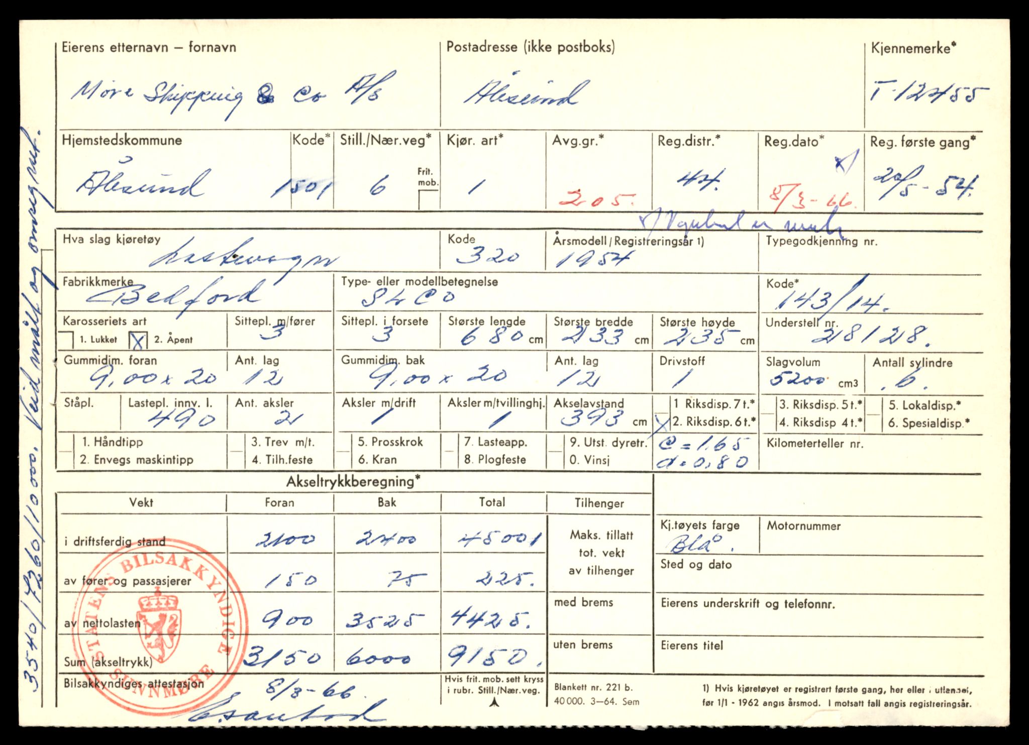 Møre og Romsdal vegkontor - Ålesund trafikkstasjon, AV/SAT-A-4099/F/Fe/L0033: Registreringskort for kjøretøy T 12151 - T 12474, 1927-1998, s. 3411