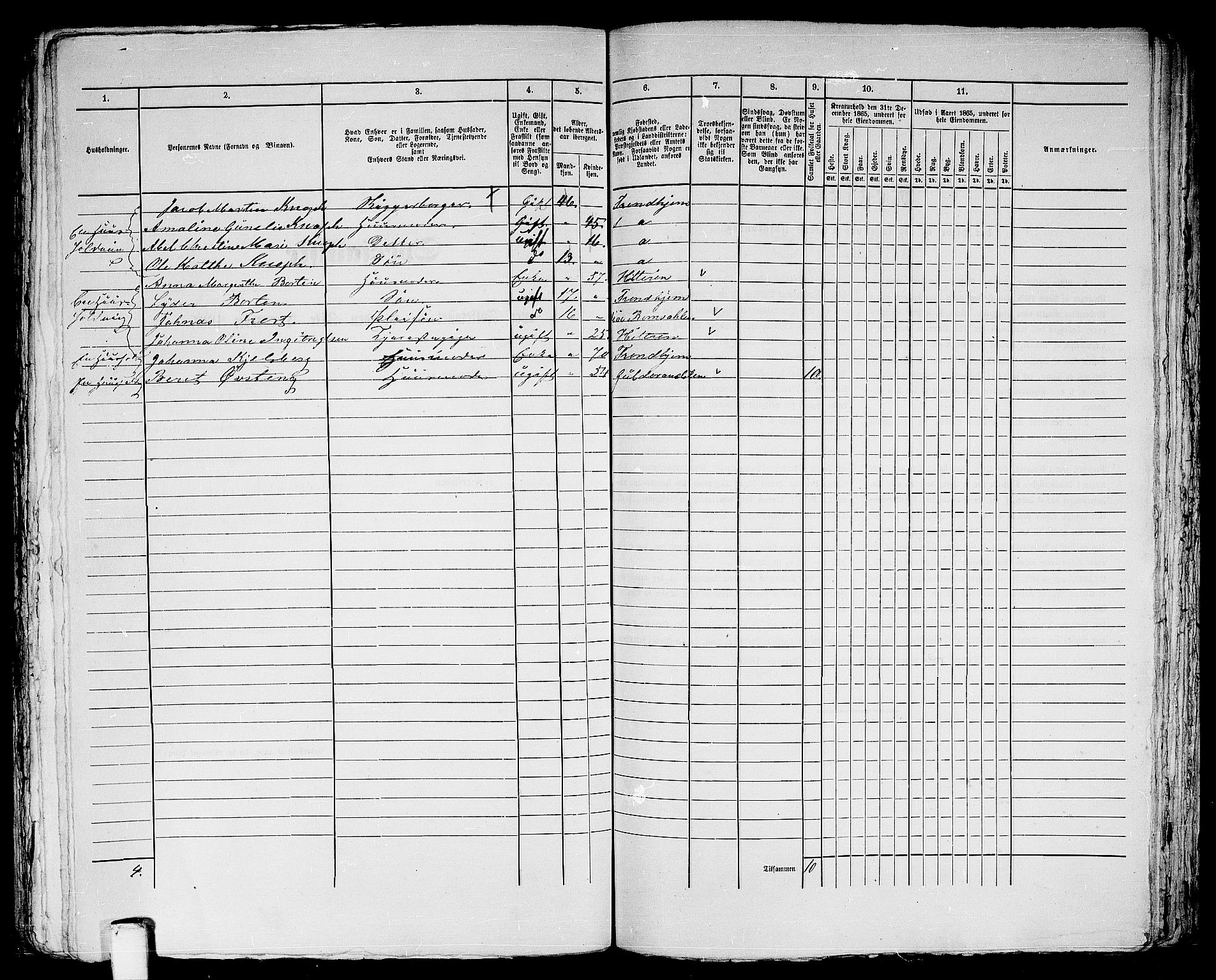 RA, Folketelling 1865 for 1601 Trondheim kjøpstad, 1865, s. 1448