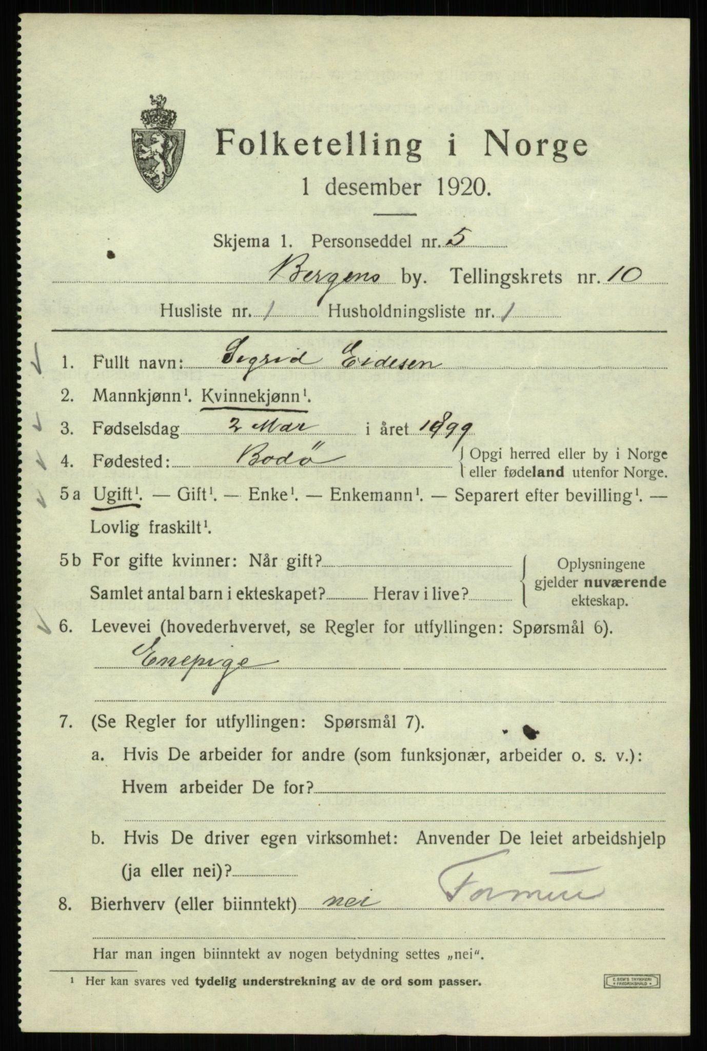 SAB, Folketelling 1920 for 1301 Bergen kjøpstad, 1920, s. 71351