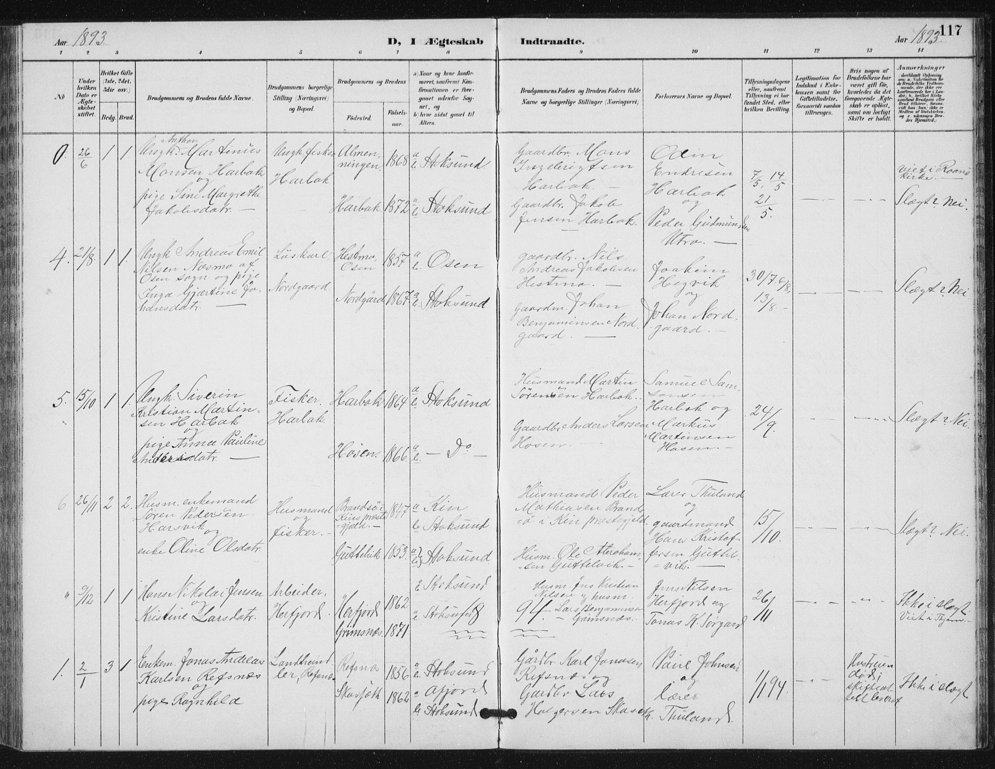 Ministerialprotokoller, klokkerbøker og fødselsregistre - Sør-Trøndelag, SAT/A-1456/656/L0698: Klokkerbok nr. 656C04, 1890-1904, s. 117