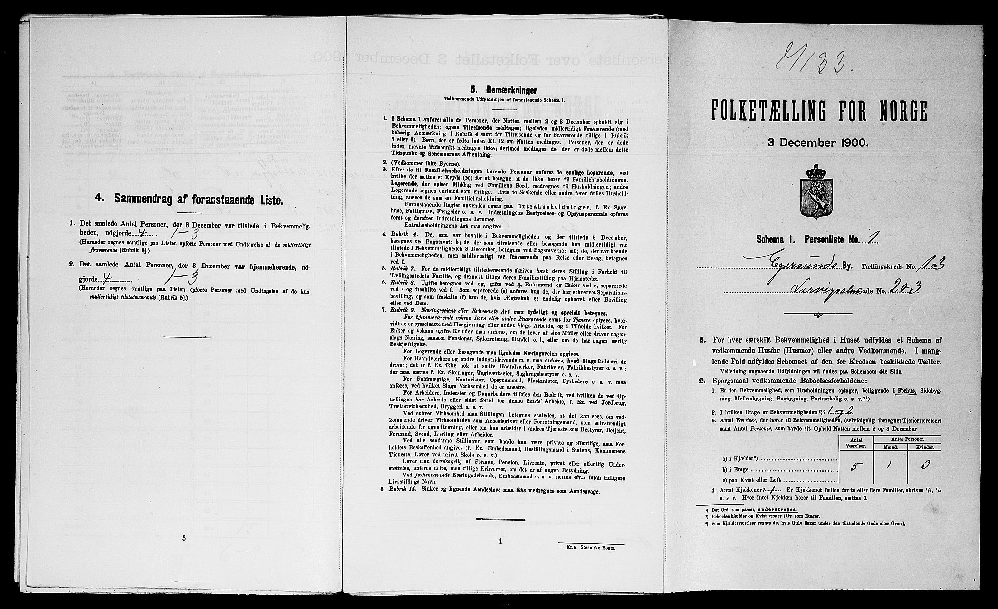 SAST, Folketelling 1900 for 1101 Egersund ladested, 1900, s. 2279