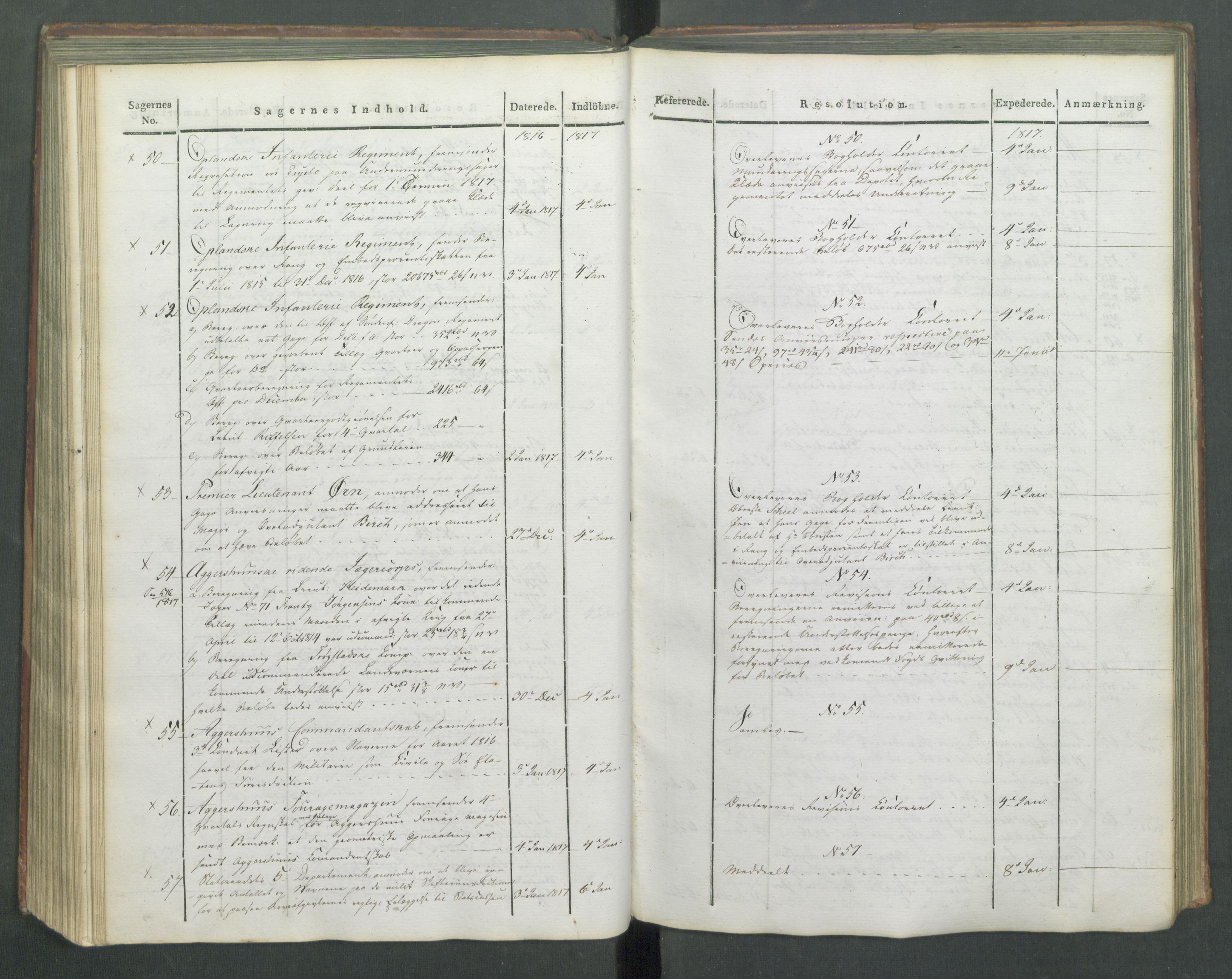 Armédepartementet, AV/RA-RAFA-3493/C/Ca/L0009: 6. Departements Journal, 1816-1817