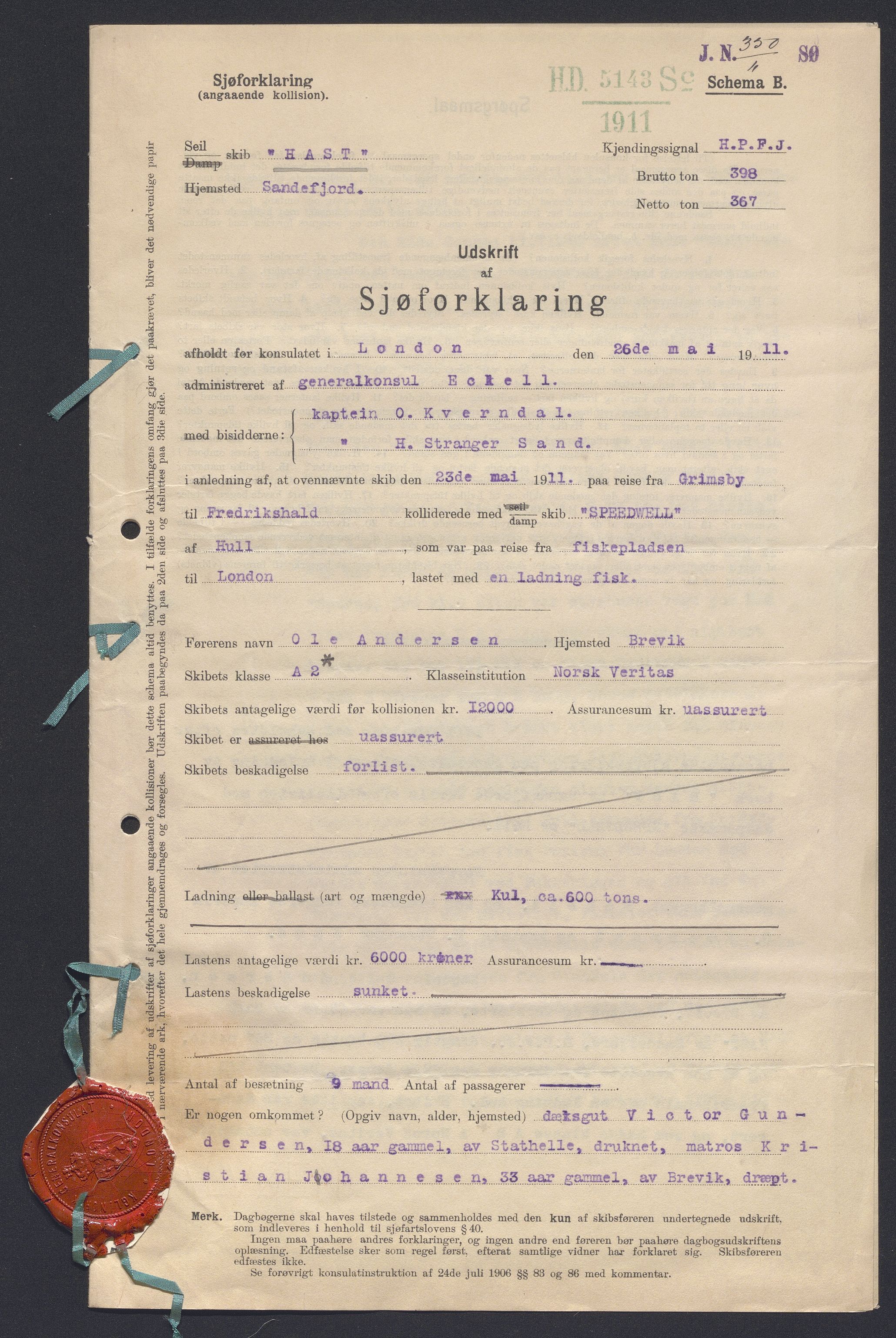 Sjøfartsdirektoratet med forløpere, skipsmapper slettede skip, AV/RA-S-4998/F/Fa/L0466: --, 1868-1926, s. 7