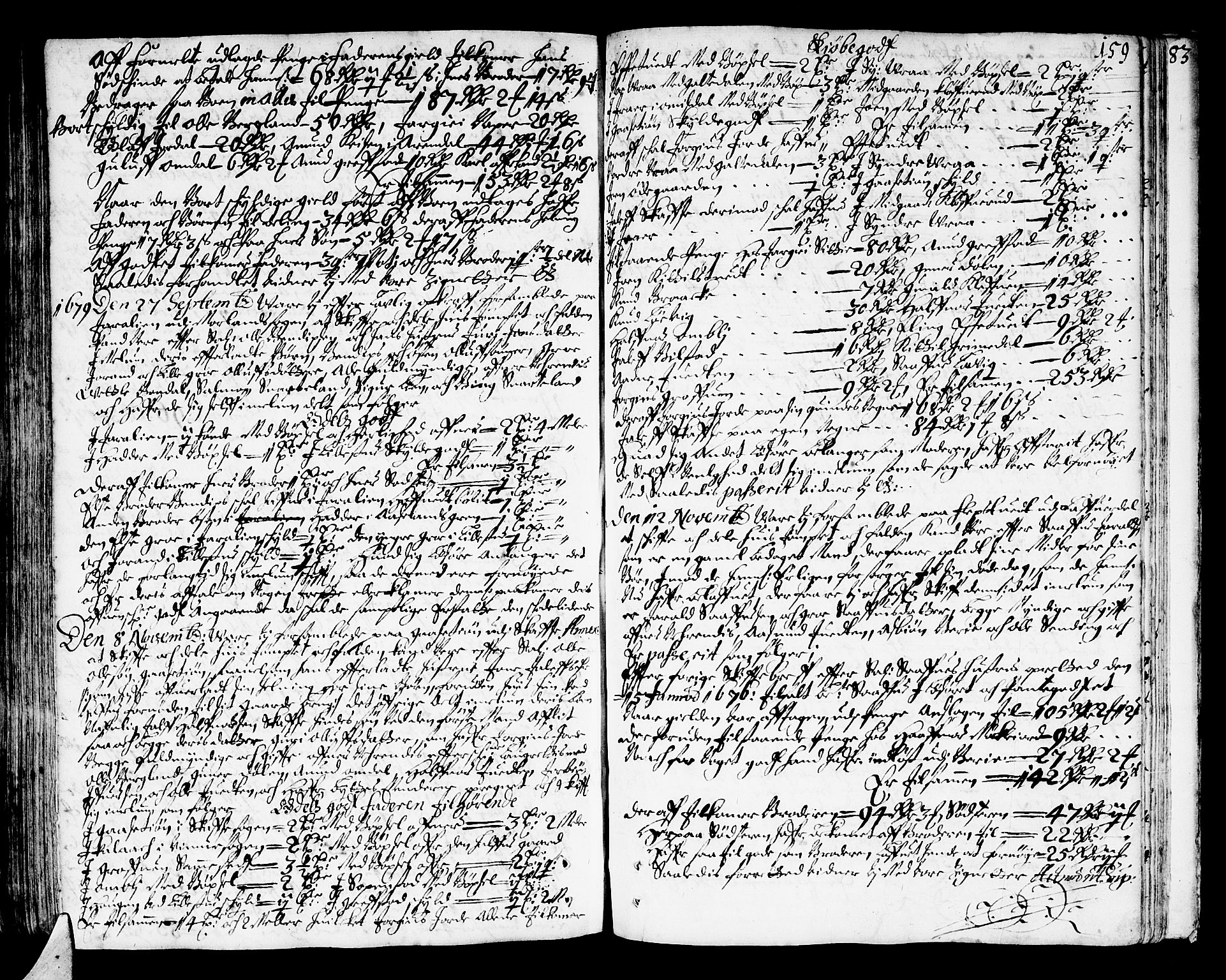 Bamble sorenskriveri, SAKO/A-214/H/Hb/Hba/Hbaa/L0001: Skifteprotokoll, 1665-1686, s. 158b-159a