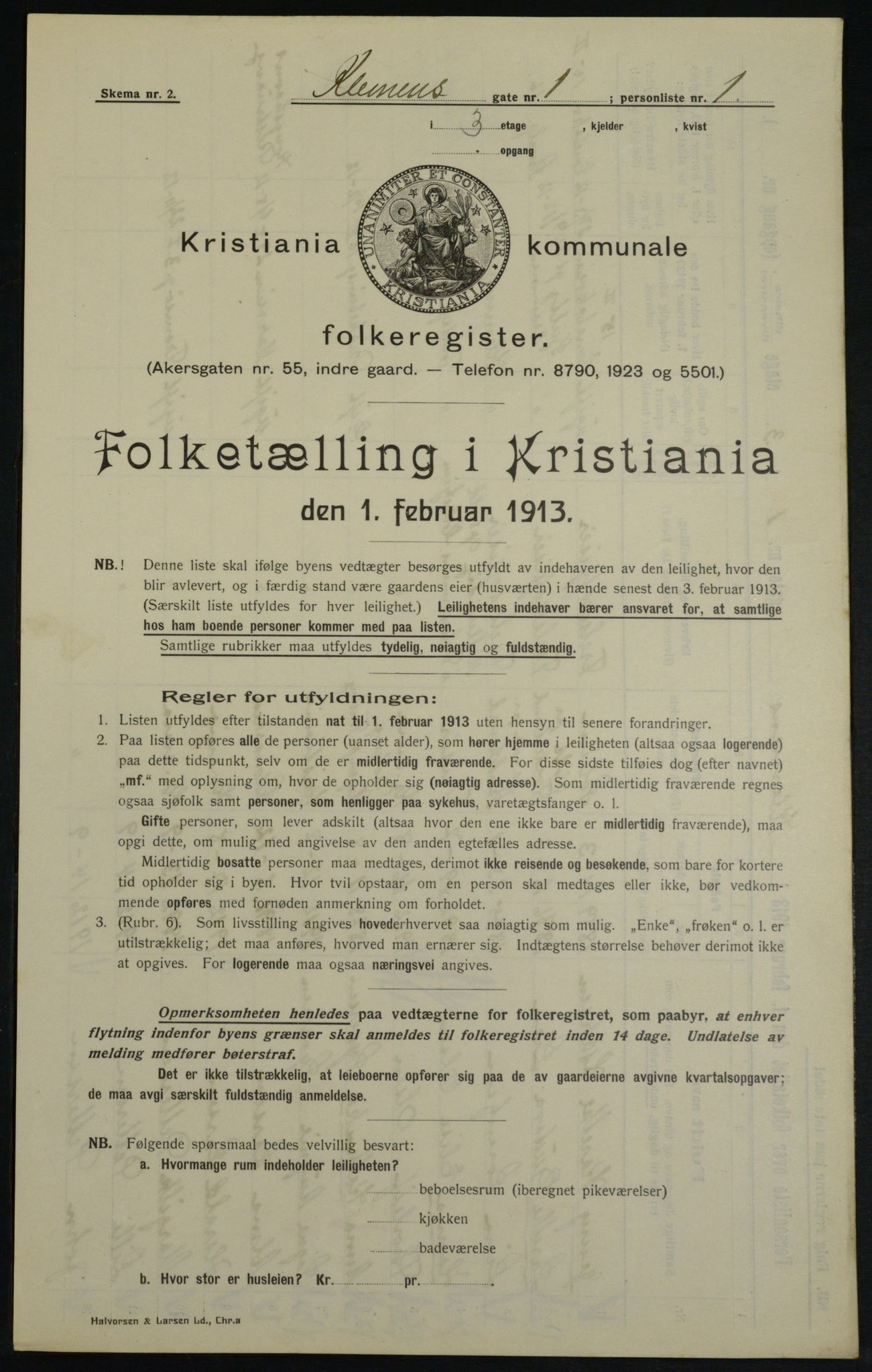 OBA, Kommunal folketelling 1.2.1913 for Kristiania, 1913, s. 12815