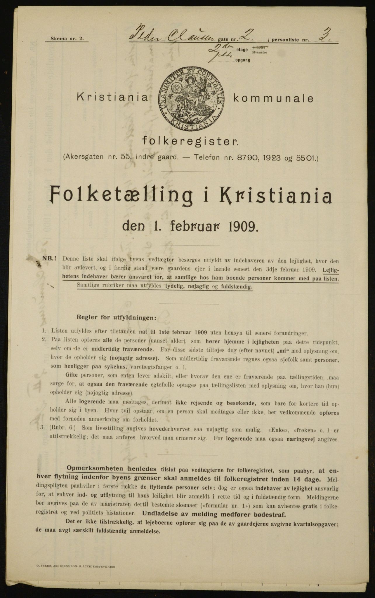 OBA, Kommunal folketelling 1.2.1909 for Kristiania kjøpstad, 1909, s. 71341