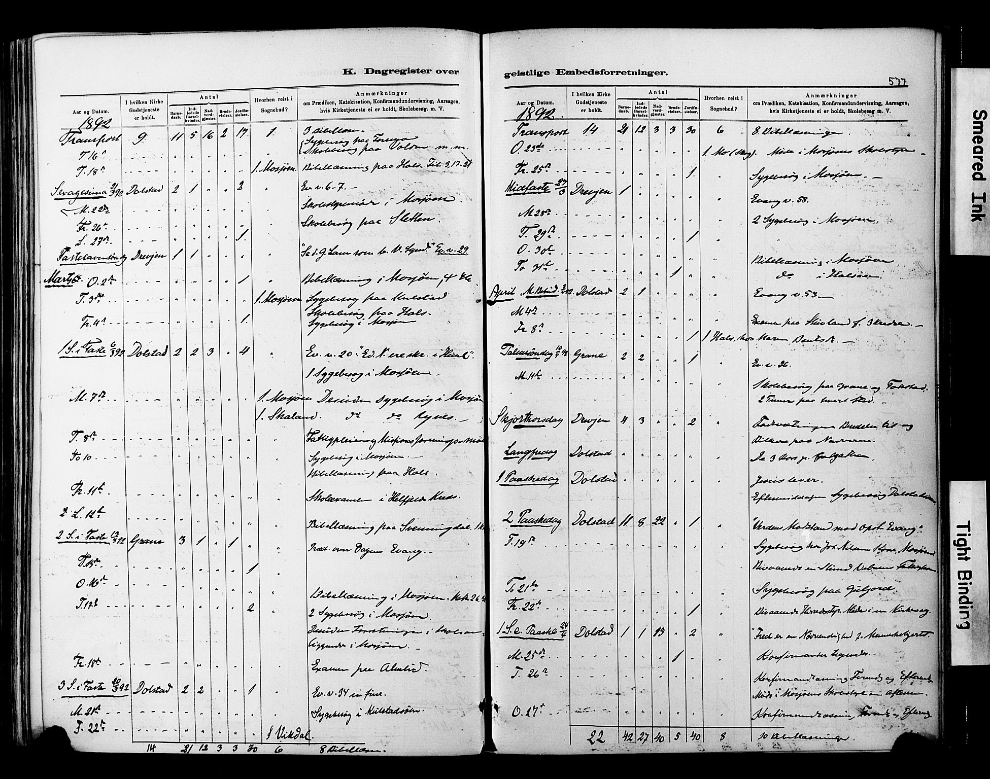Ministerialprotokoller, klokkerbøker og fødselsregistre - Nordland, SAT/A-1459/820/L0295: Ministerialbok nr. 820A16, 1880-1896, s. 577