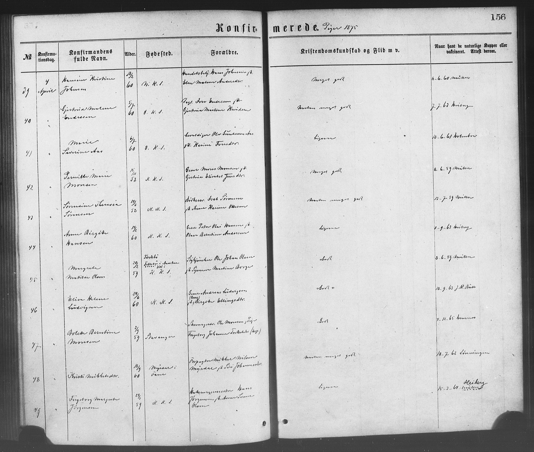 Korskirken sokneprestembete, AV/SAB-A-76101/H/Haa/L0028: Ministerialbok nr. C 4, 1868-1879, s. 156