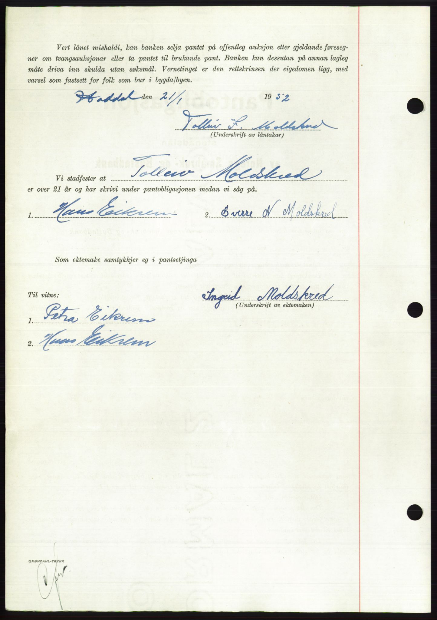 Søre Sunnmøre sorenskriveri, AV/SAT-A-4122/1/2/2C/L0121: Pantebok nr. 9B, 1951-1952, Dagboknr: 147/1952