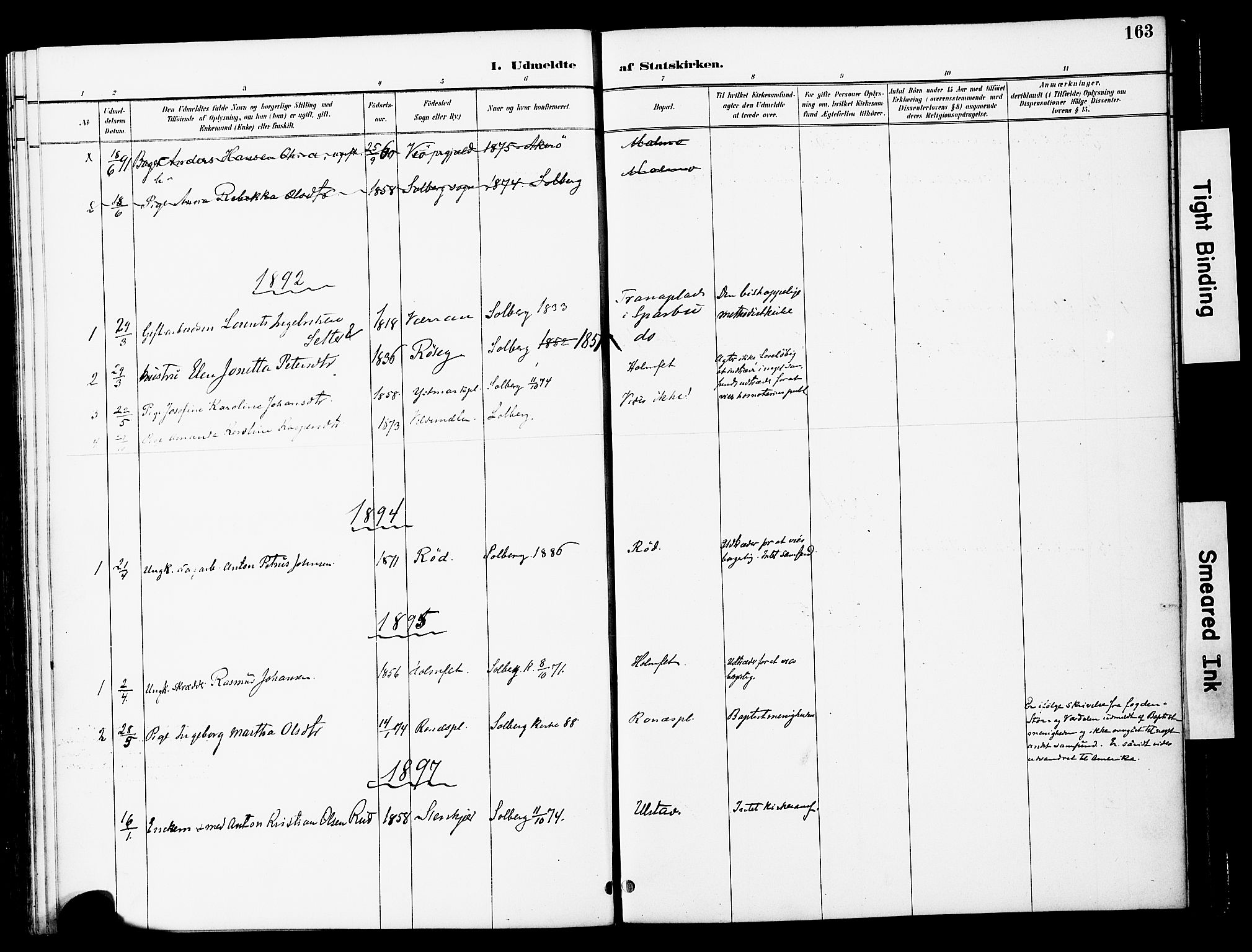 Ministerialprotokoller, klokkerbøker og fødselsregistre - Nord-Trøndelag, SAT/A-1458/741/L0396: Ministerialbok nr. 741A10, 1889-1901, s. 163