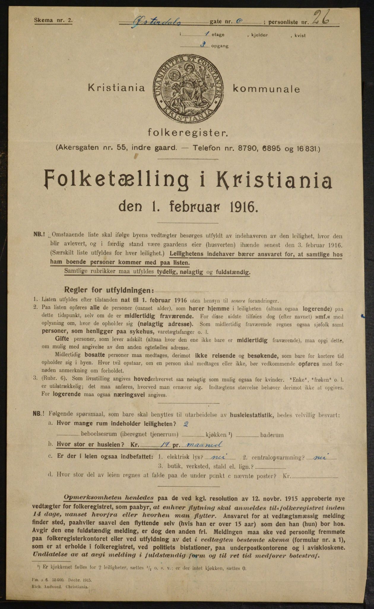 OBA, Kommunal folketelling 1.2.1916 for Kristiania, 1916, s. 132766