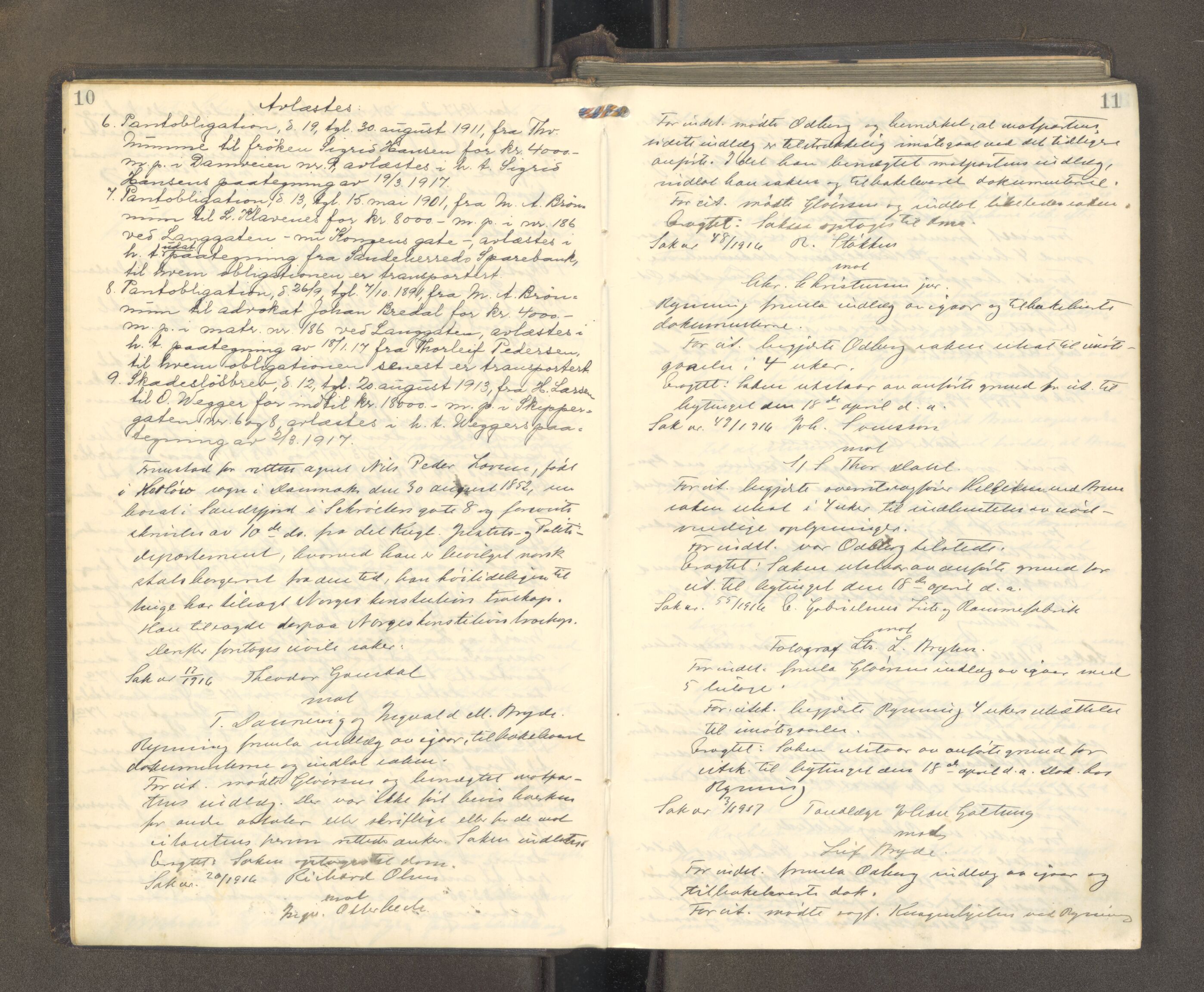 Sandefjord byfogd - 1, AV/SAKO-A-122/F/Fa/L0009: Tingbok, 1917-1919, s. 10-11