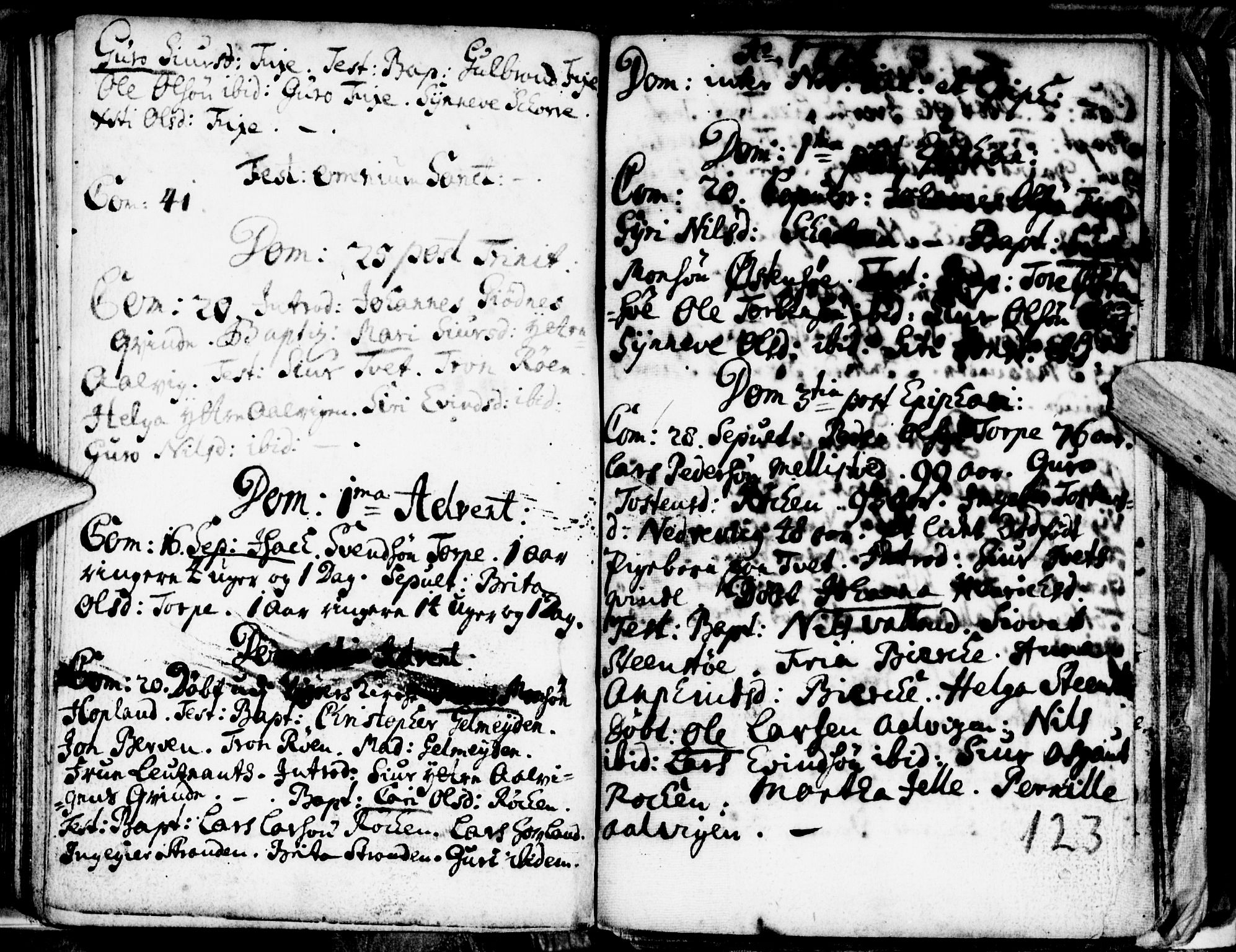 Kvam sokneprestembete, SAB/A-76201/H/Haa: Ministerialbok nr. A 1, 1690-1741, s. 123