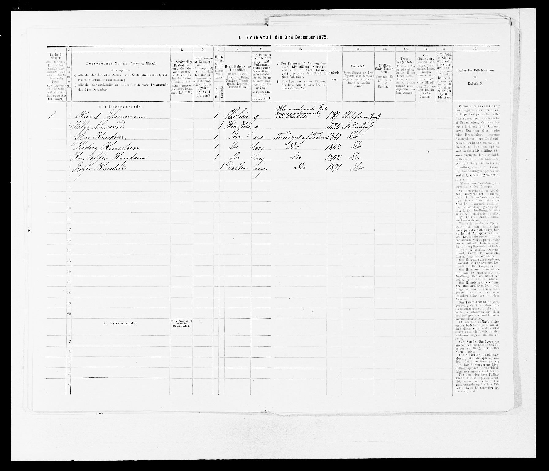 SAB, Folketelling 1875 for 1431P Jølster prestegjeld, 1875, s. 531