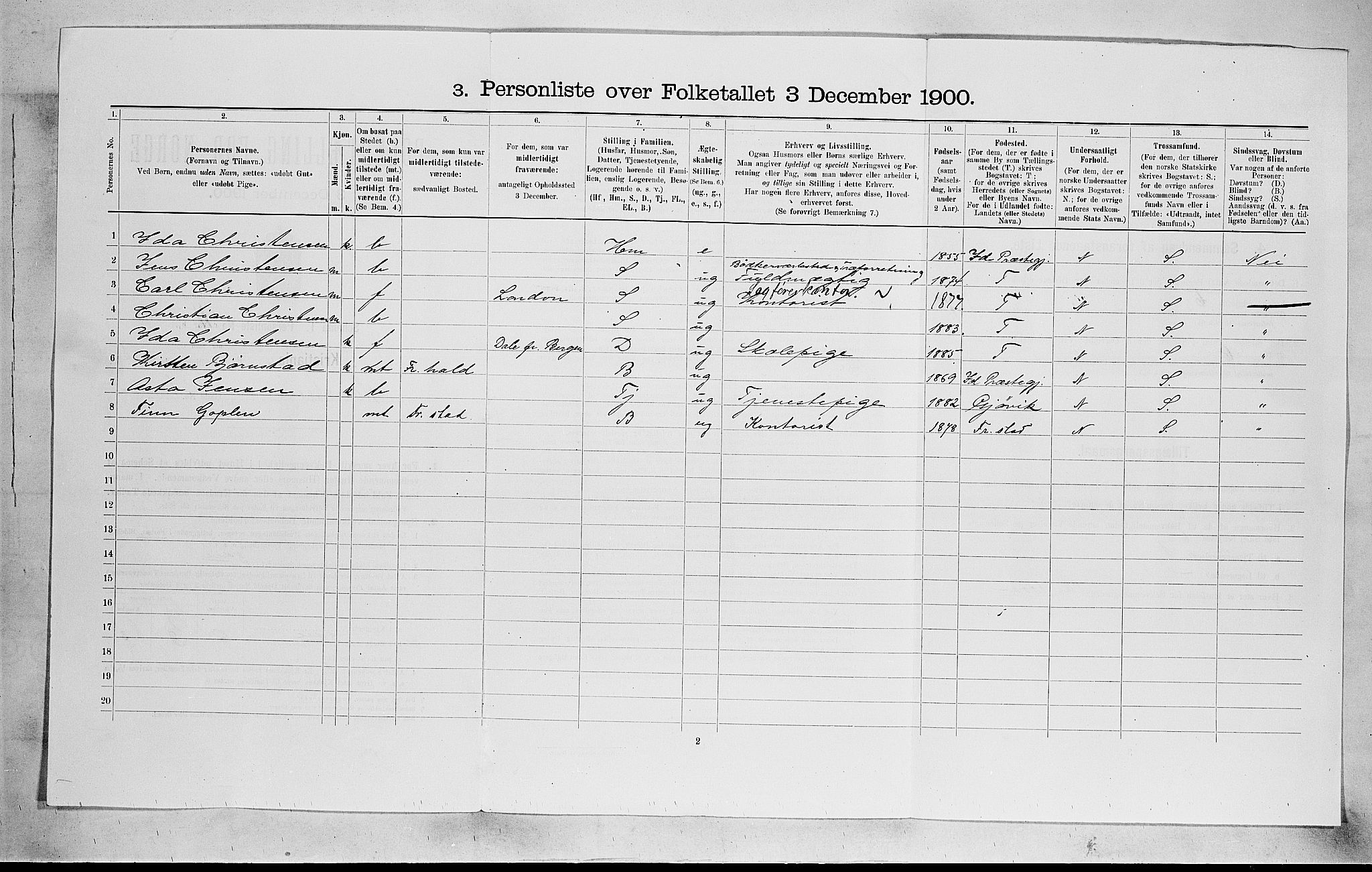 SAO, Folketelling 1900 for 0301 Kristiania kjøpstad, 1900, s. 32696