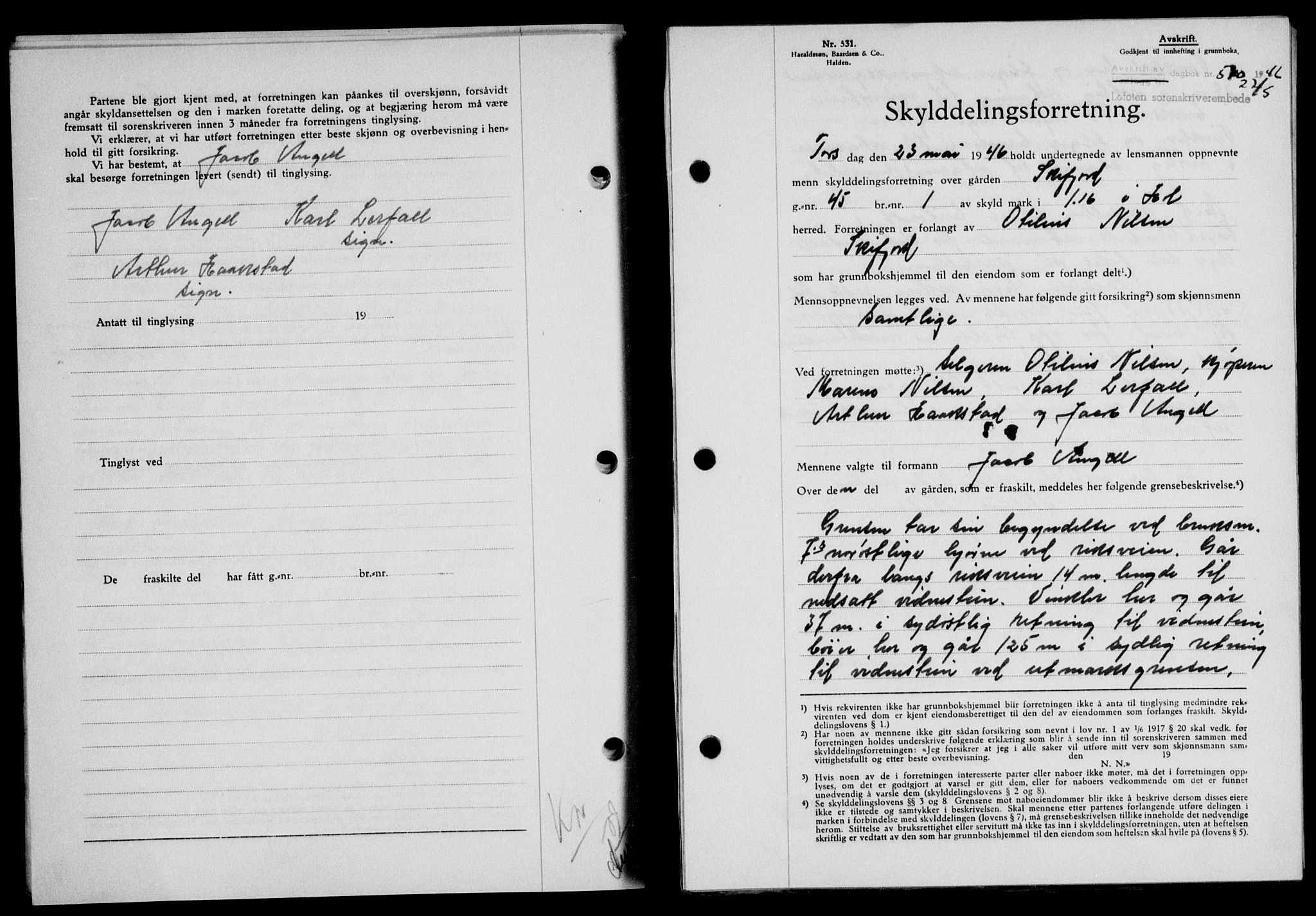 Lofoten sorenskriveri, SAT/A-0017/1/2/2C/L0014a: Pantebok nr. 14a, 1946-1946, Dagboknr: 570/1946