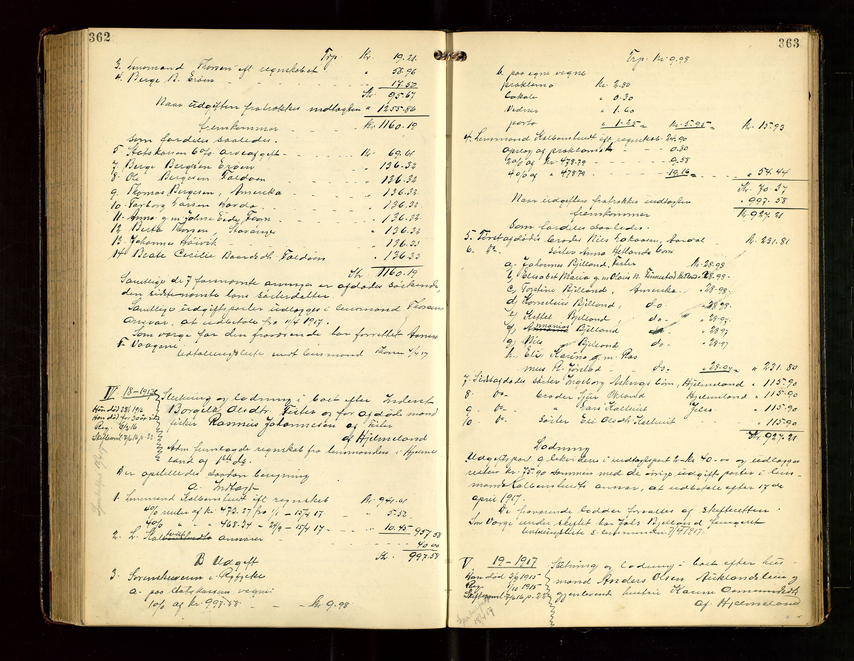 Ryfylke tingrett, AV/SAST-A-100055/001/IV/IVG/L0004: Skifteutlodningsprotokoll Med register, 1912-1918, s. 362-363